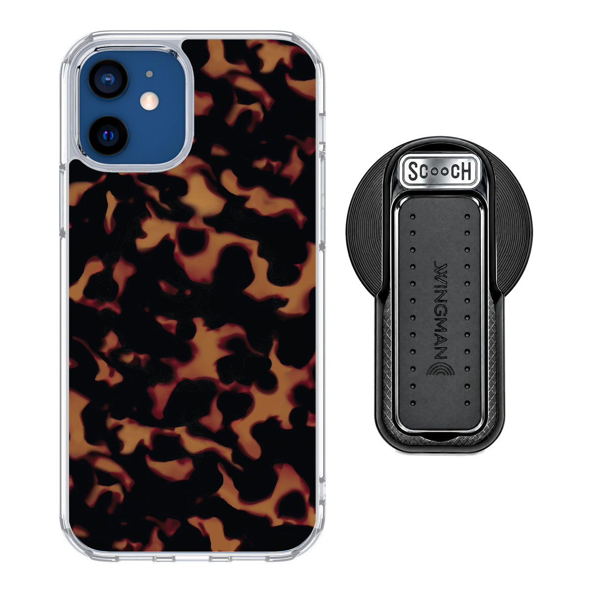 Scooch MagCase Tortoise Shell for iPhone 12 — MagSafe Wingback Bundle - Black