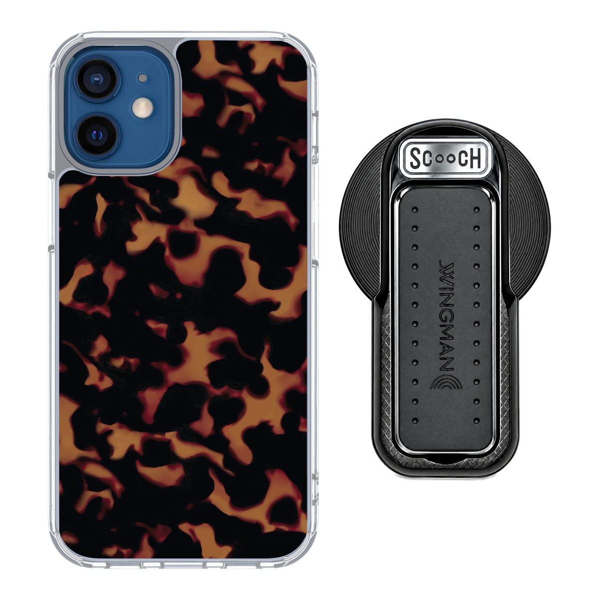 Scooch MagCase Tortoise Shell for iPhone 12 mini — MagSafe Wingback Bundle - Black