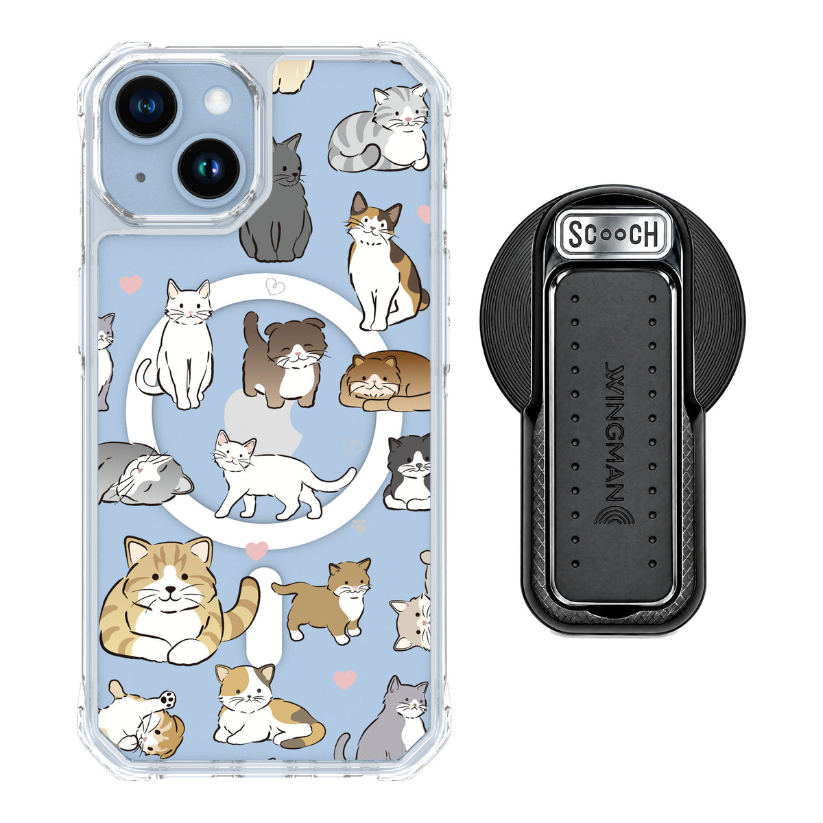 Scooch MagCase Cat Party for iPhone 14 — MagSafe Wingback Bundle - Black