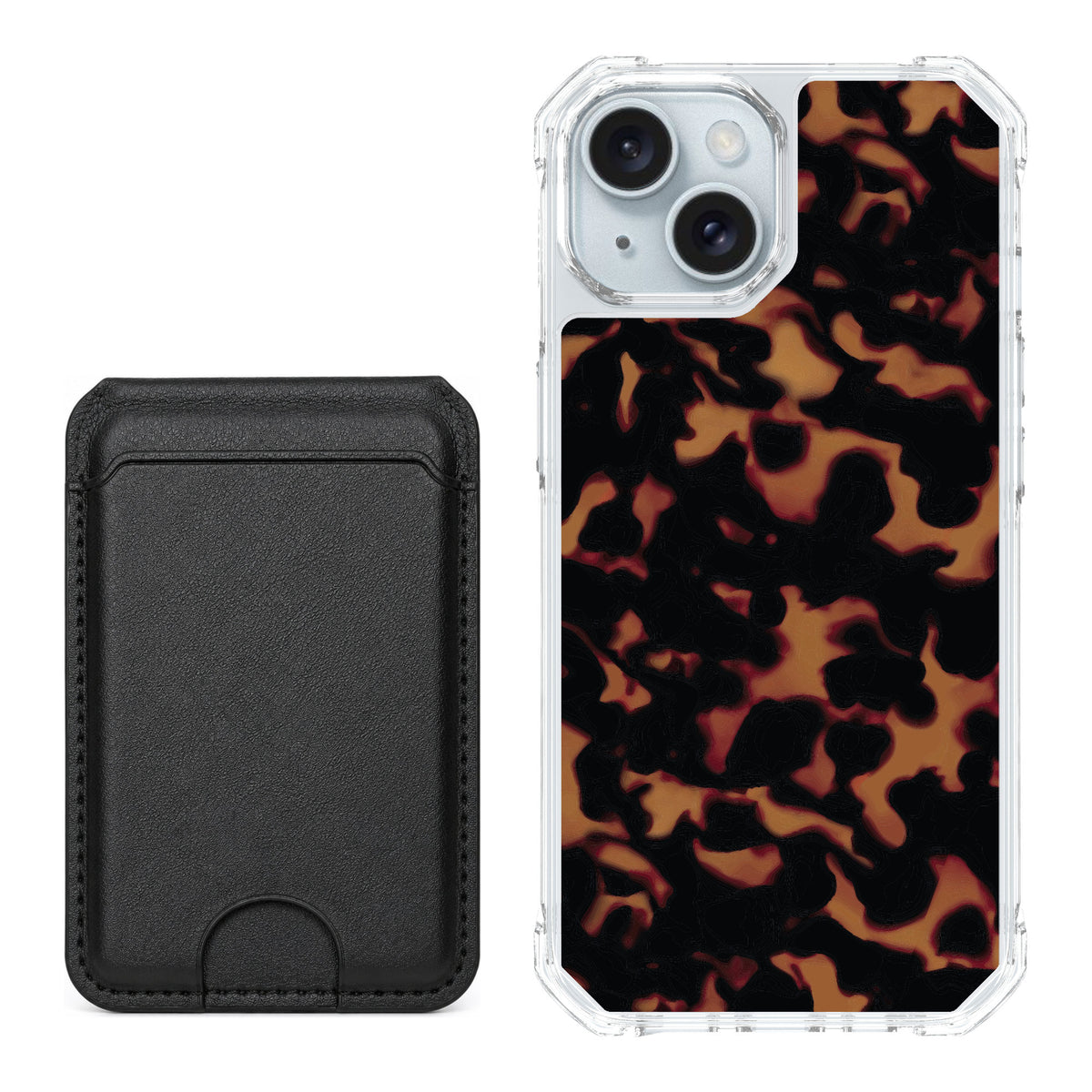 Scooch MagCase Tortoise Shell for iPhone 15 — Black MagWallet Bundle