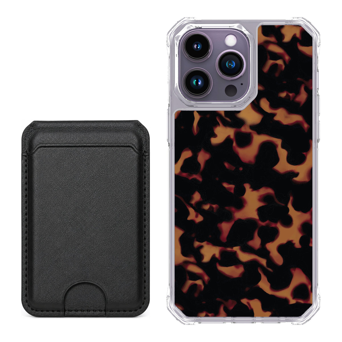 Scooch MagCase Tortoise Shell for iPhone 14 Pro Max — Black MagWallet Bundle
