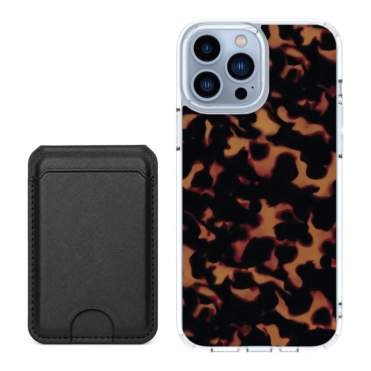Scooch MagCase Tortoise Shell for iPhone 13 Pro Max — Black MagWallet Bundle