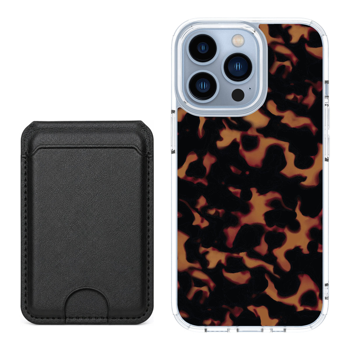 Scooch MagCase Tortoise Shell for iPhone 13 Pro — Black MagWallet Bundle