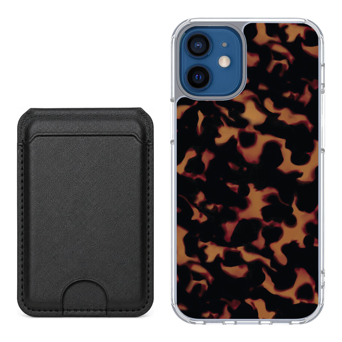 Scooch MagCase Tortoise Shell for iPhone 12 mini — Black MagWallet Bundle