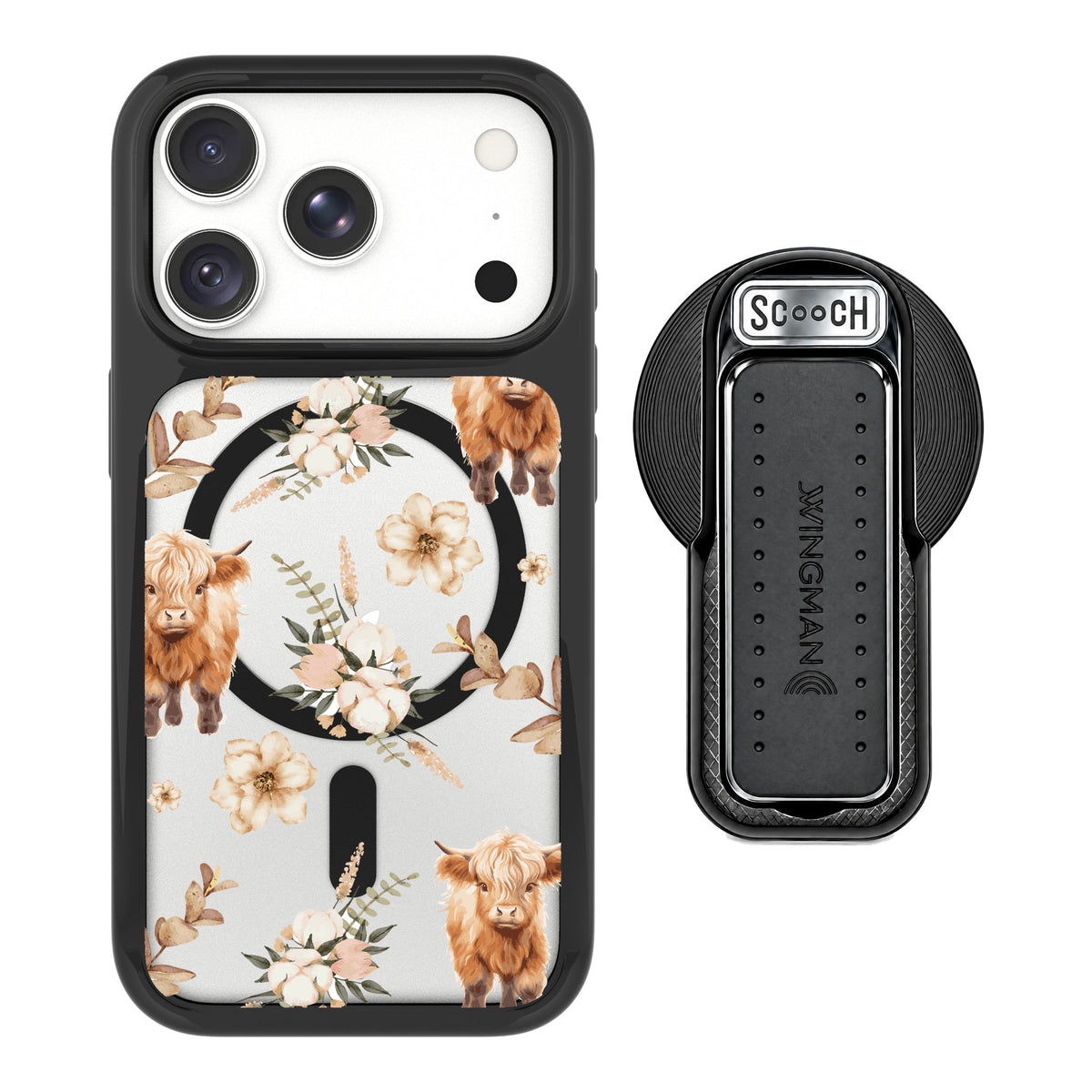 Scooch MagCase Baby Cow for iPhone 18 Pro Max — MagSafe Wingback Bundle - Black