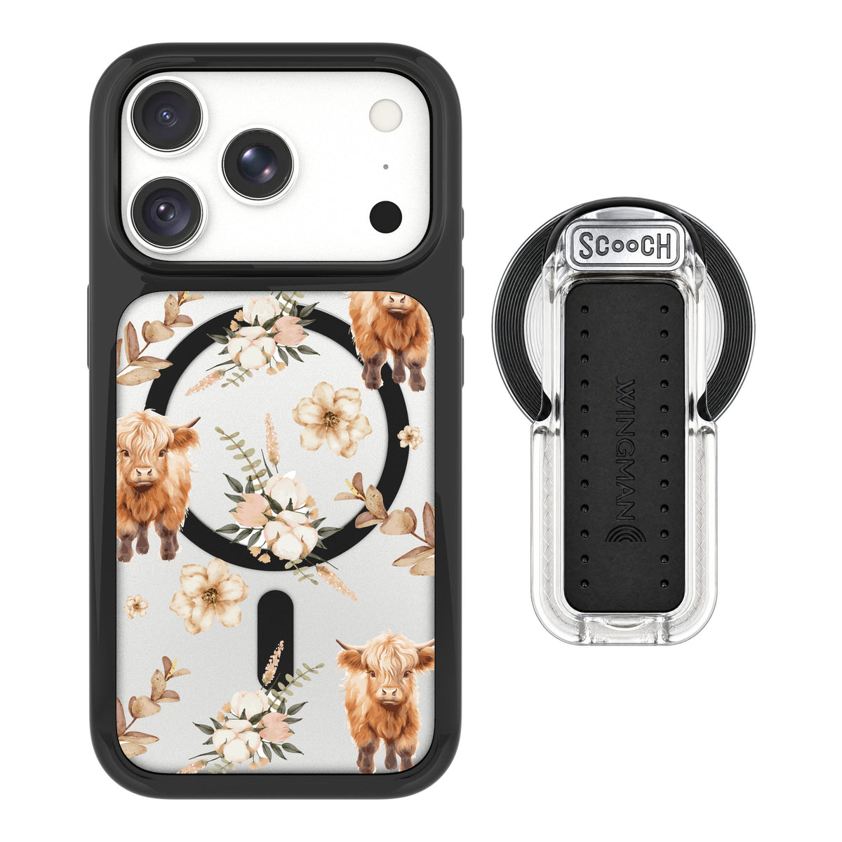 Scooch MagCase Baby Cow for iPhone 18 Pro — MagSafe Wingback Bundle - Clear