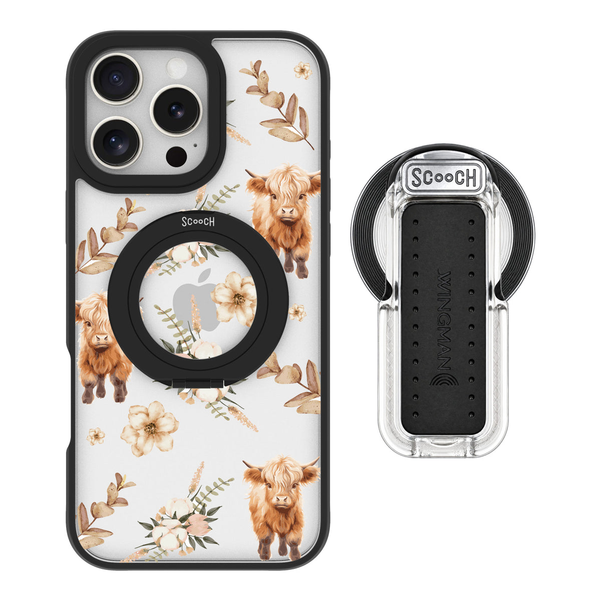 Scooch MagCase Baby Cow for iPhone 16 Pro Max — MagSafe Wingback Bundle - Clear
