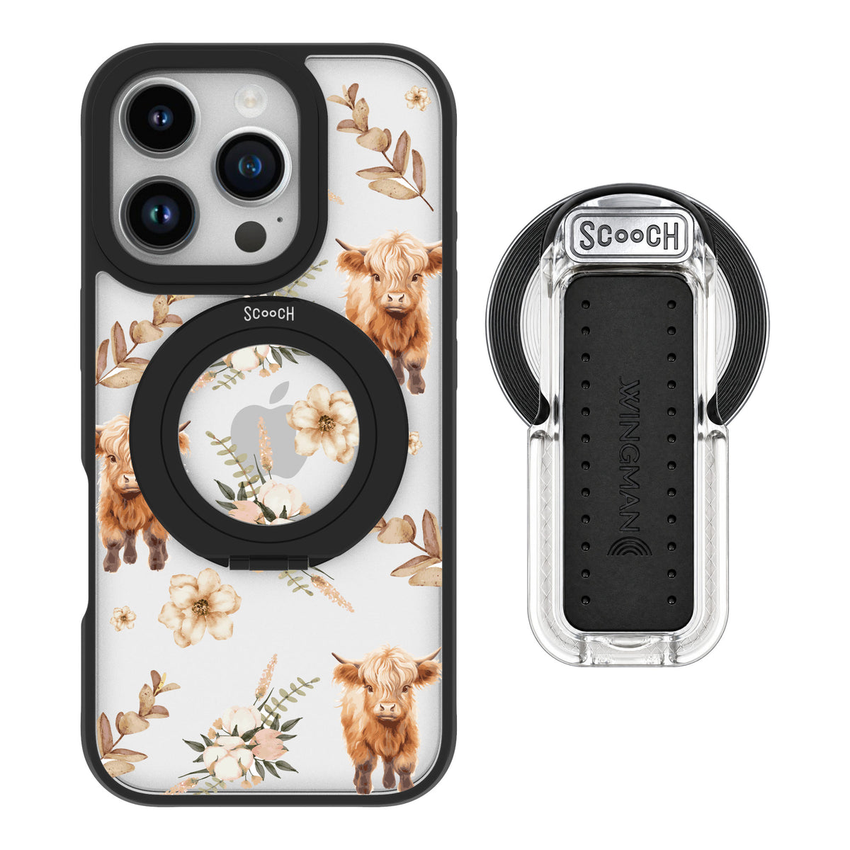 Scooch MagCase Baby Cow for iPhone 16 Pro — MagSafe Wingback Bundle - Clear