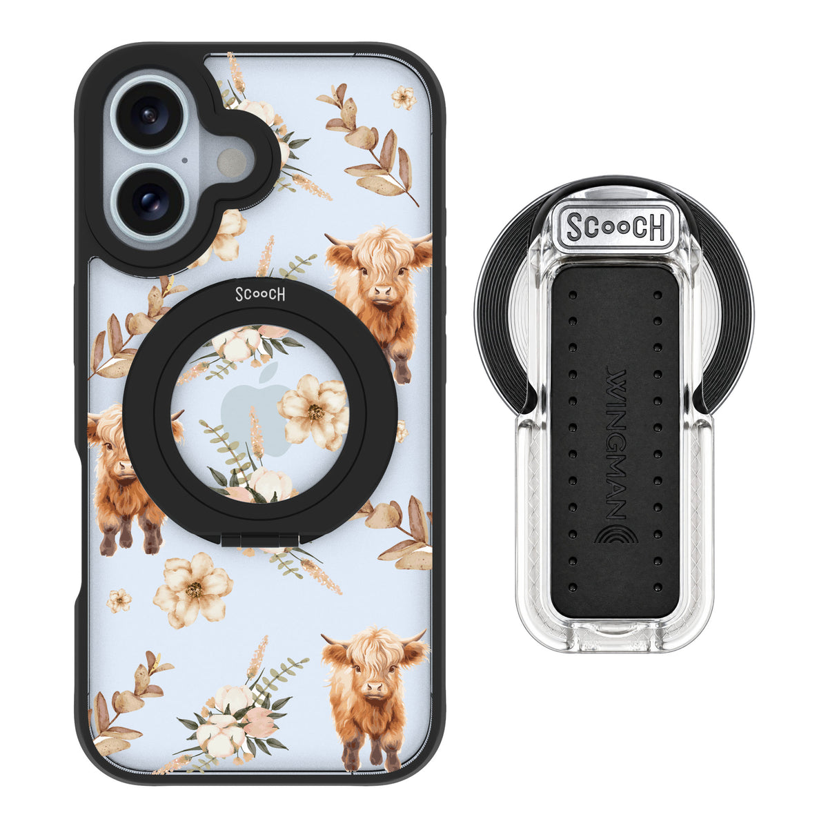Scooch MagCase Baby Cow for iPhone 16 — MagSafe Wingback Bundle - Clear