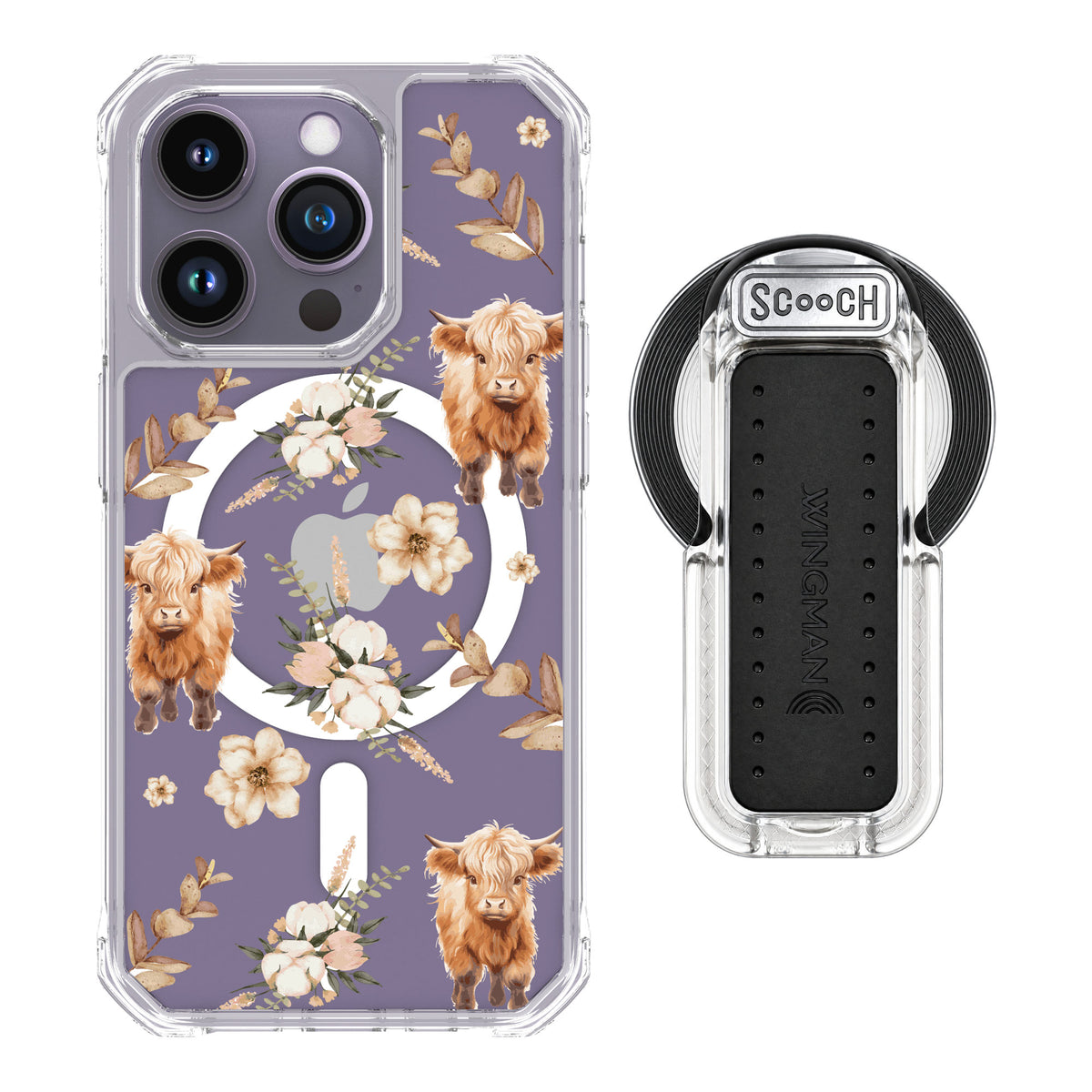 Scooch MagCase Baby Cow for iPhone 14 Pro — MagSafe Wingback Bundle - Clear
