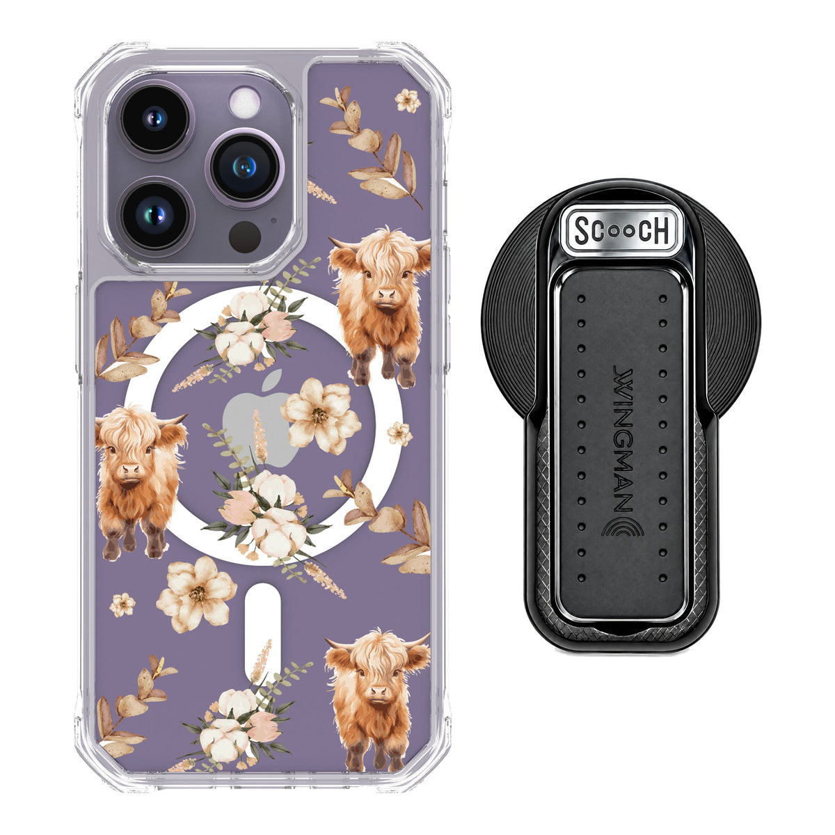 Scooch MagCase Baby Cow for iPhone 14 Pro — MagSafe Wingback Bundle - Black