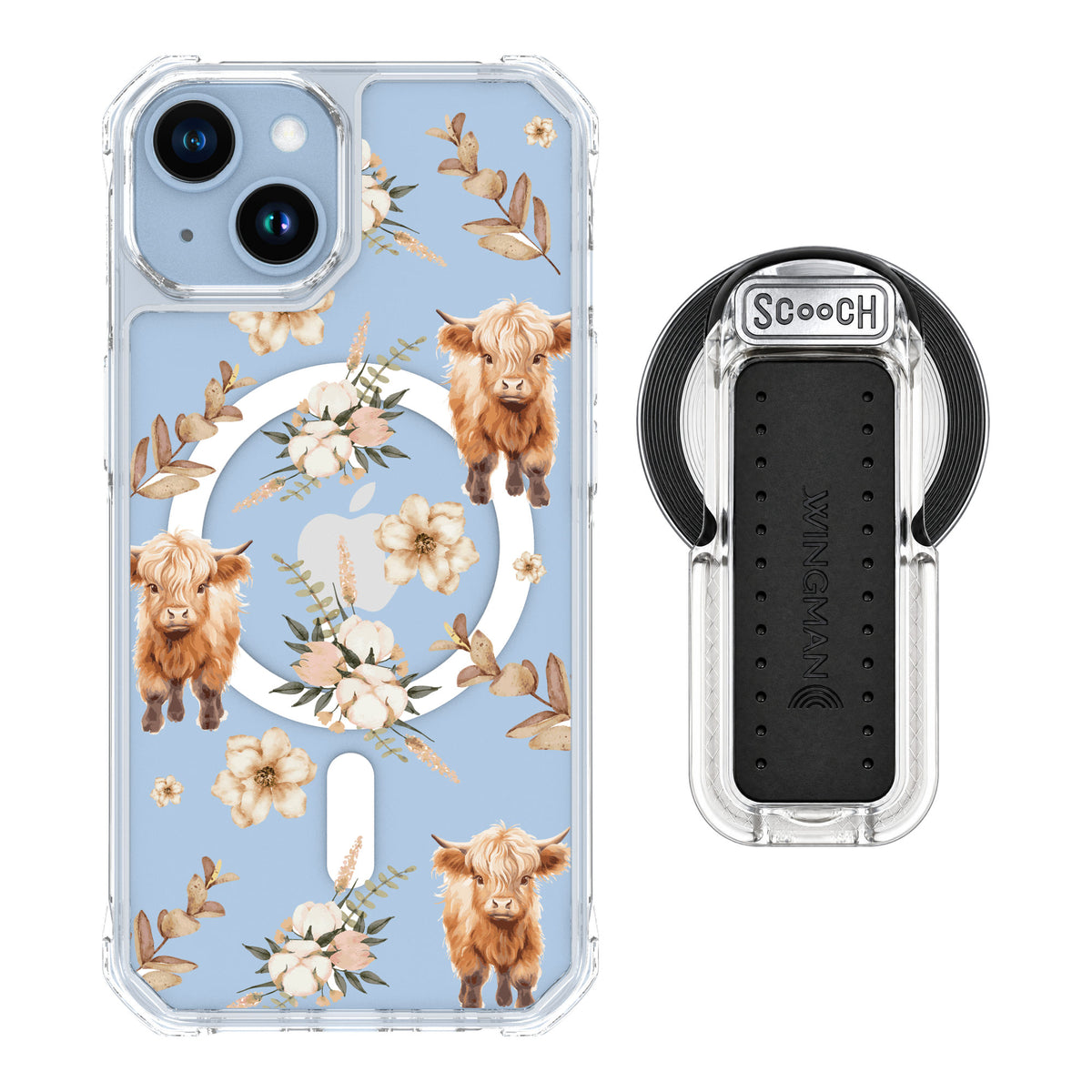 Scooch MagCase Baby Cow for iPhone 14 — MagSafe Wingback Bundle - Clear