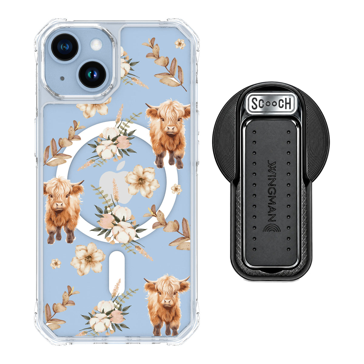 Scooch MagCase Baby Cow for iPhone 14 — MagSafe Wingback Bundle - Black