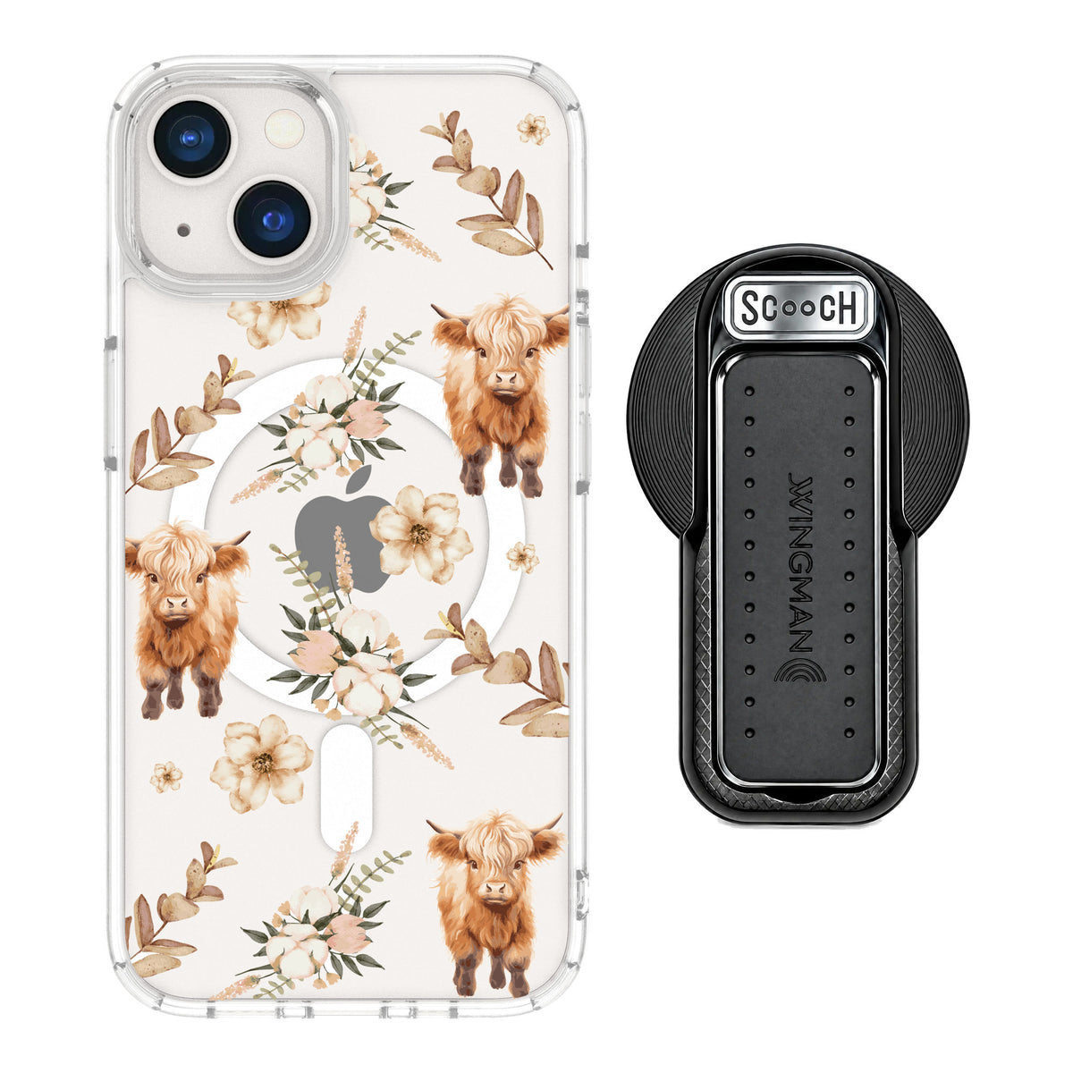Scooch MagCase Baby Cow for iPhone 13 — MagSafe Wingback Bundle - Black