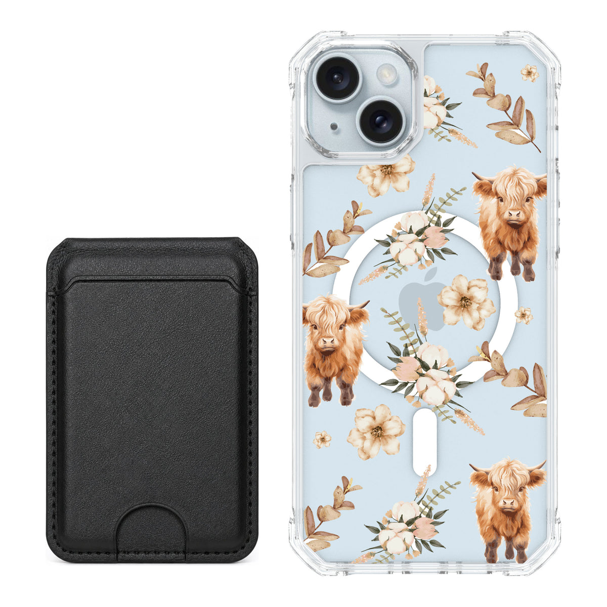 Scooch MagCase Baby Cow for iPhone 15 Plus — Black MagWallet Bundle