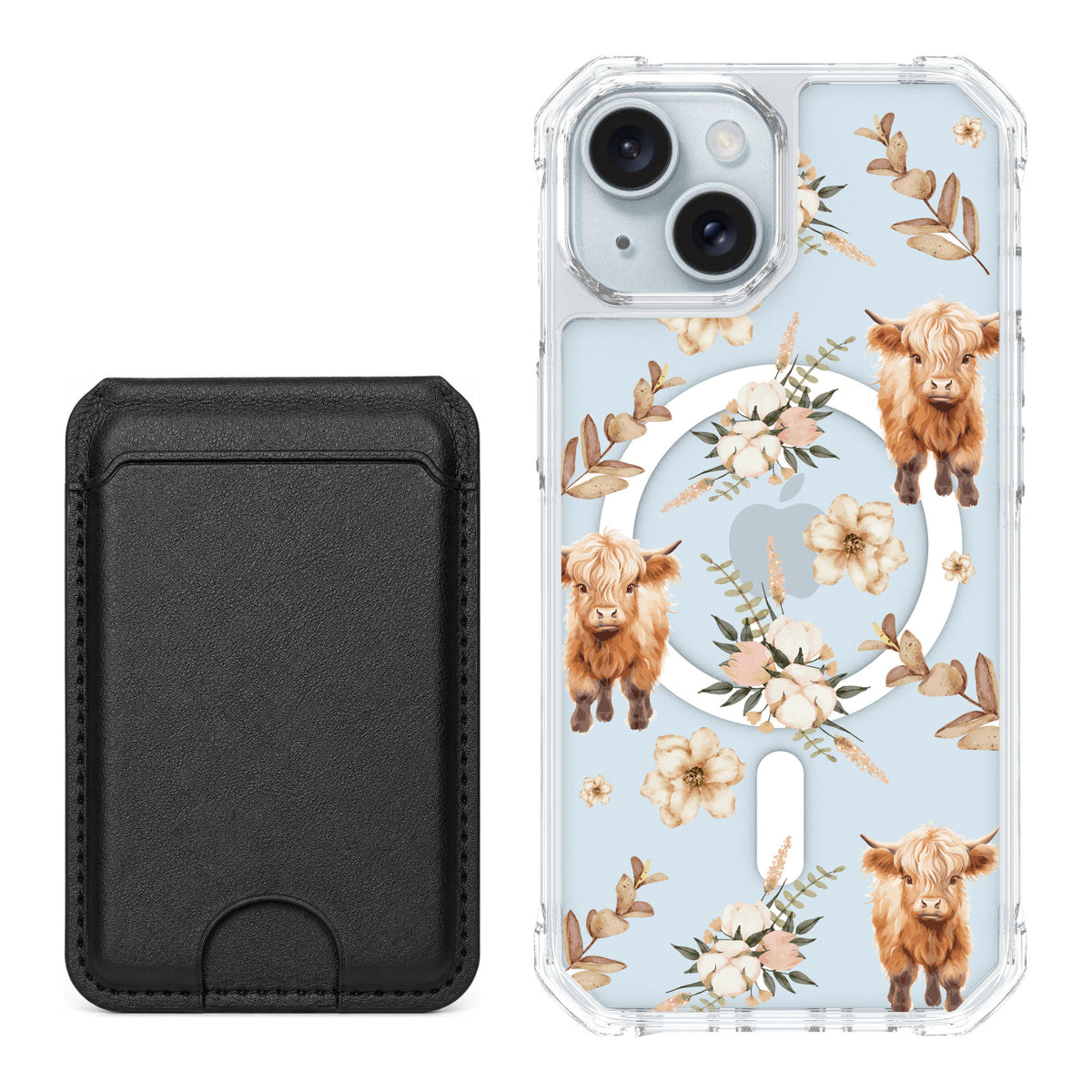 Scooch MagCase Baby Cow for iPhone 15 — Black MagWallet Bundle