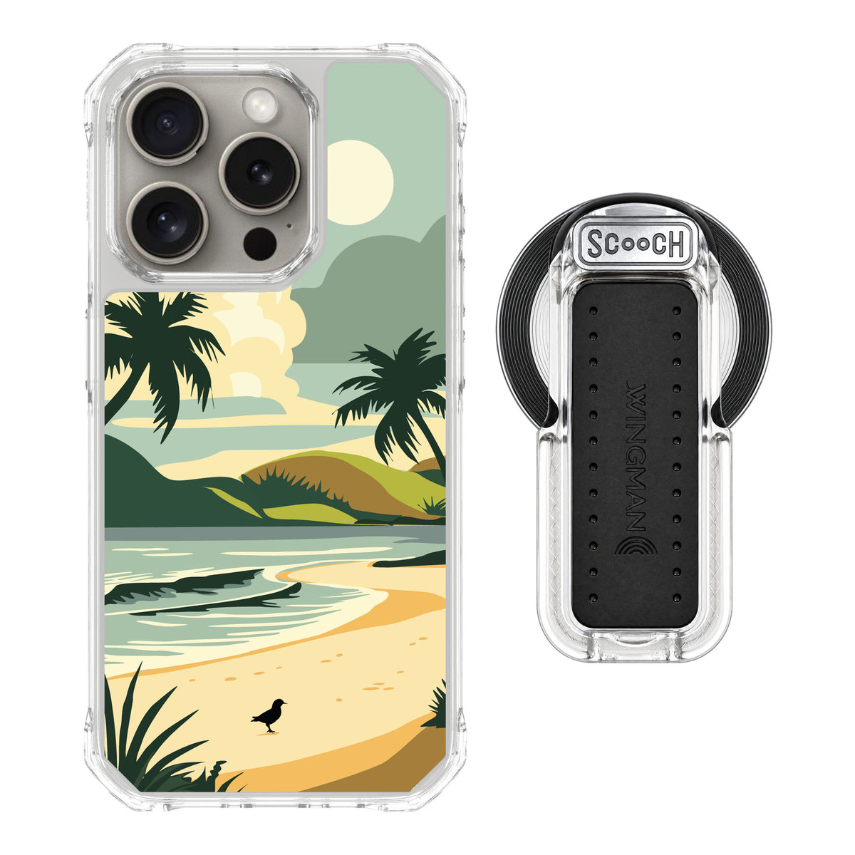 Scooch MagCase Paradise Cove for iPhone 15 Pro — MagSafe Wingback Bundle - Clear