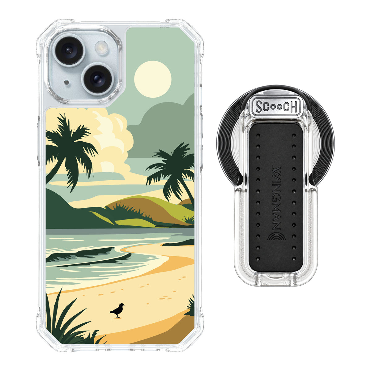 Scooch MagCase Paradise Cove for iPhone 15 — MagSafe Wingback Bundle - Clear