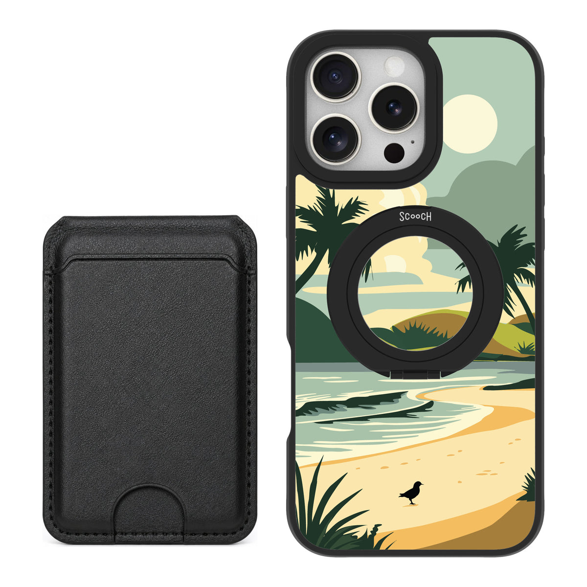 Scooch MagCase Paradise Cove for iPhone 16 Pro Max — Black MagWallet Bundle