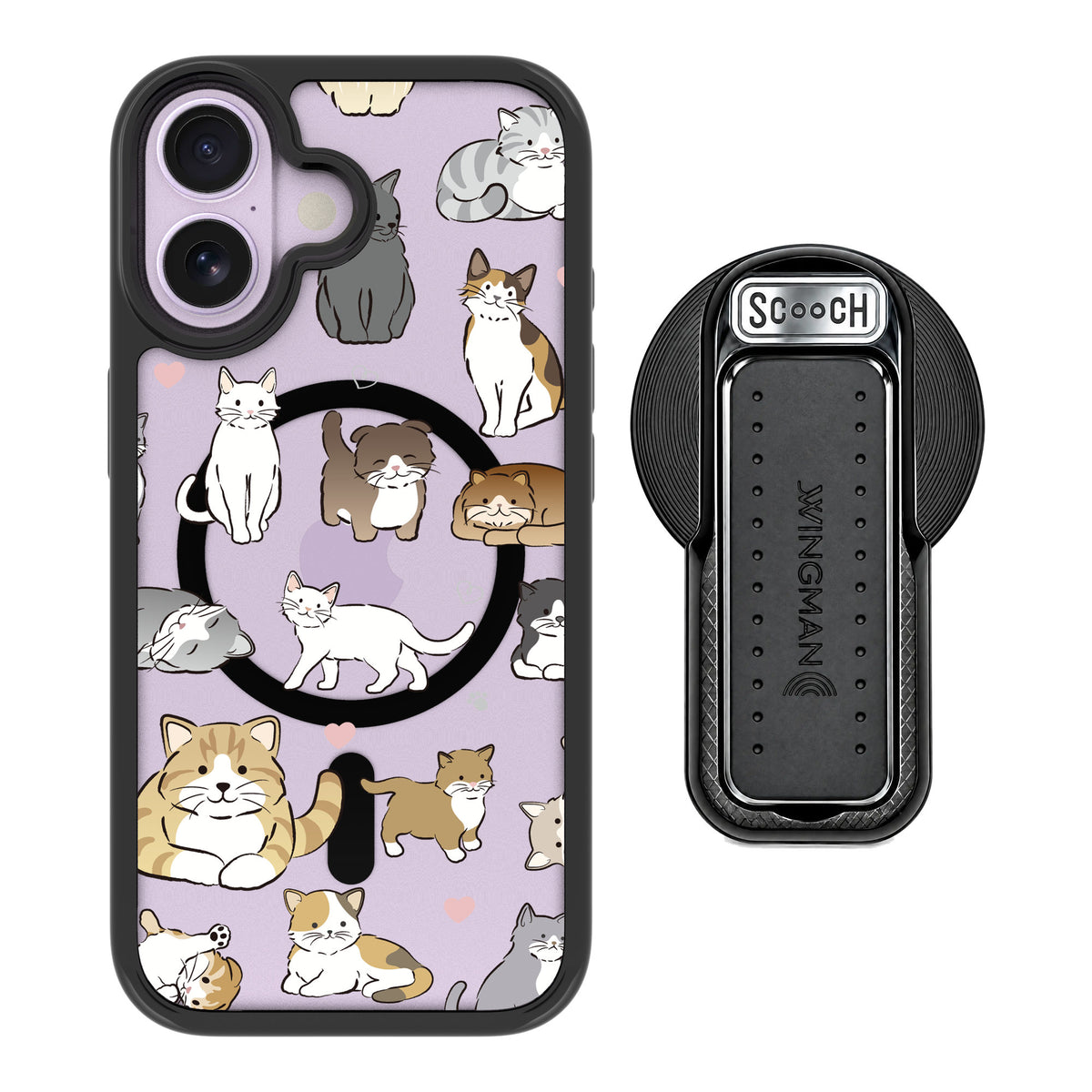 Scooch MagCase Cat Party for iPhone 17 — MagSafe Wingback Bundle - Black