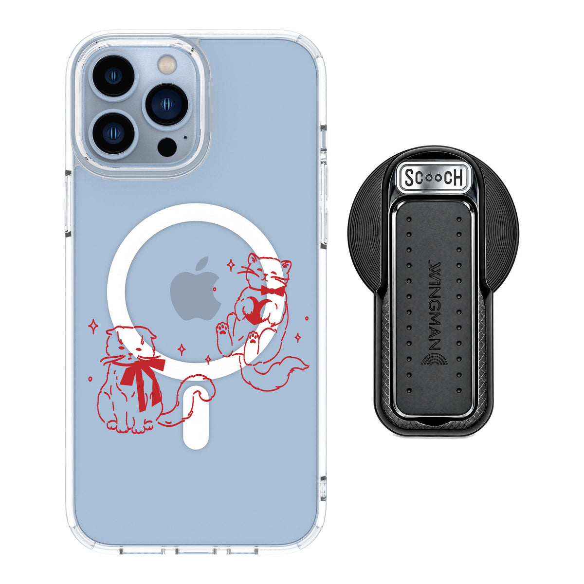 Scooch MagCase Cupid's Cats for iPhone 13 Pro Max — MagSafe Wingback Bundle - Black