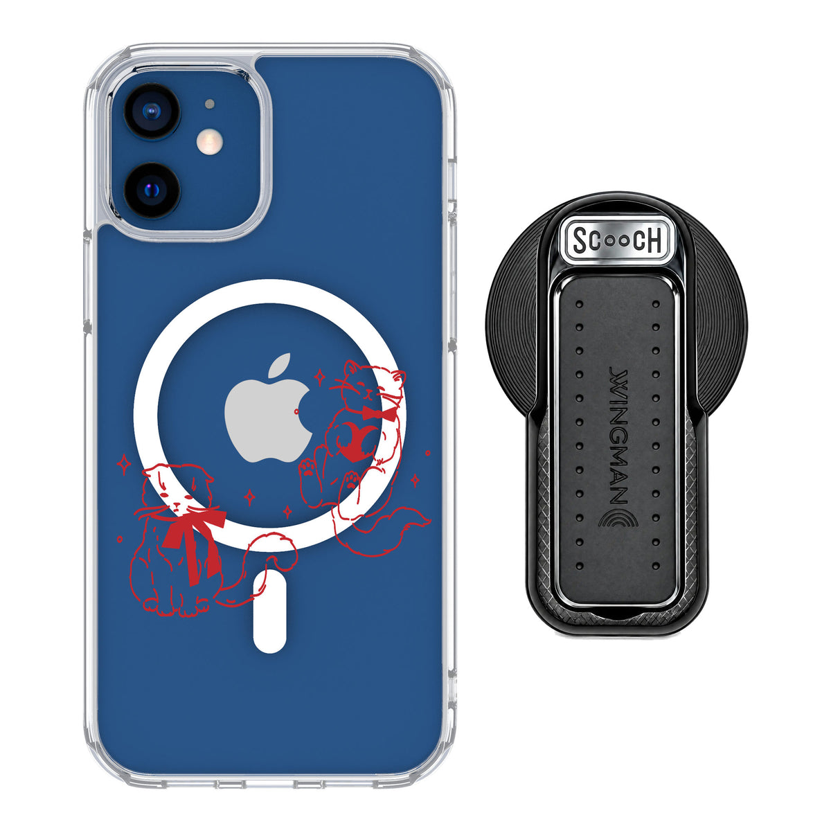 Scooch MagCase Cupid's Cats for iPhone 12 — MagSafe Wingback Bundle - Black