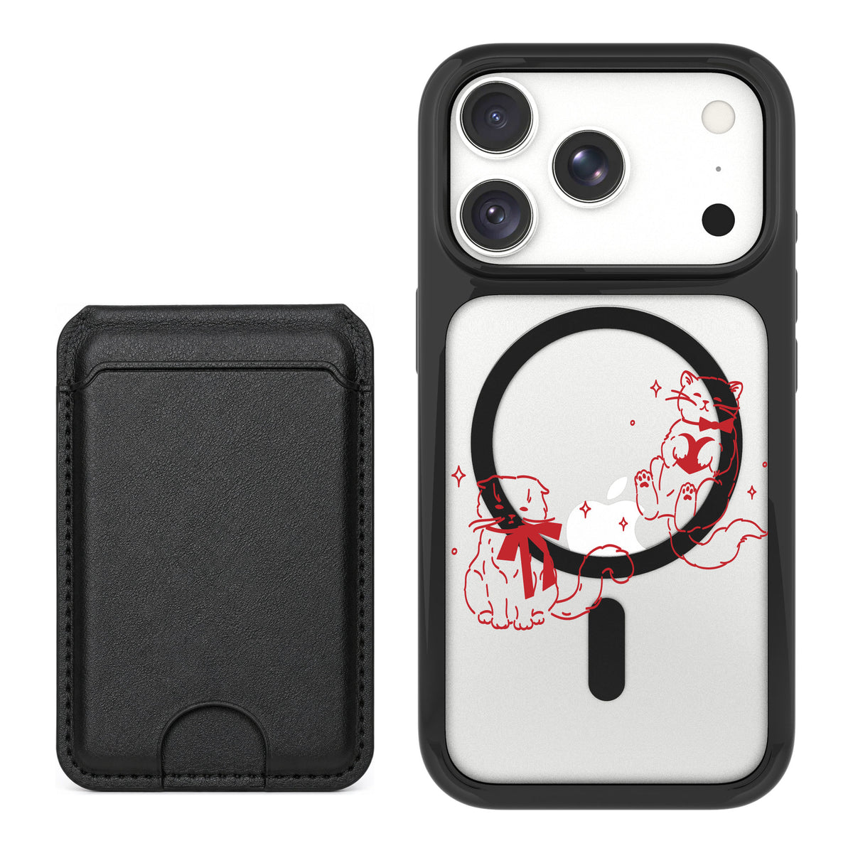 Scooch MagCase Cupid's Cats for iPhone 18 Pro — Black MagWallet Bundle