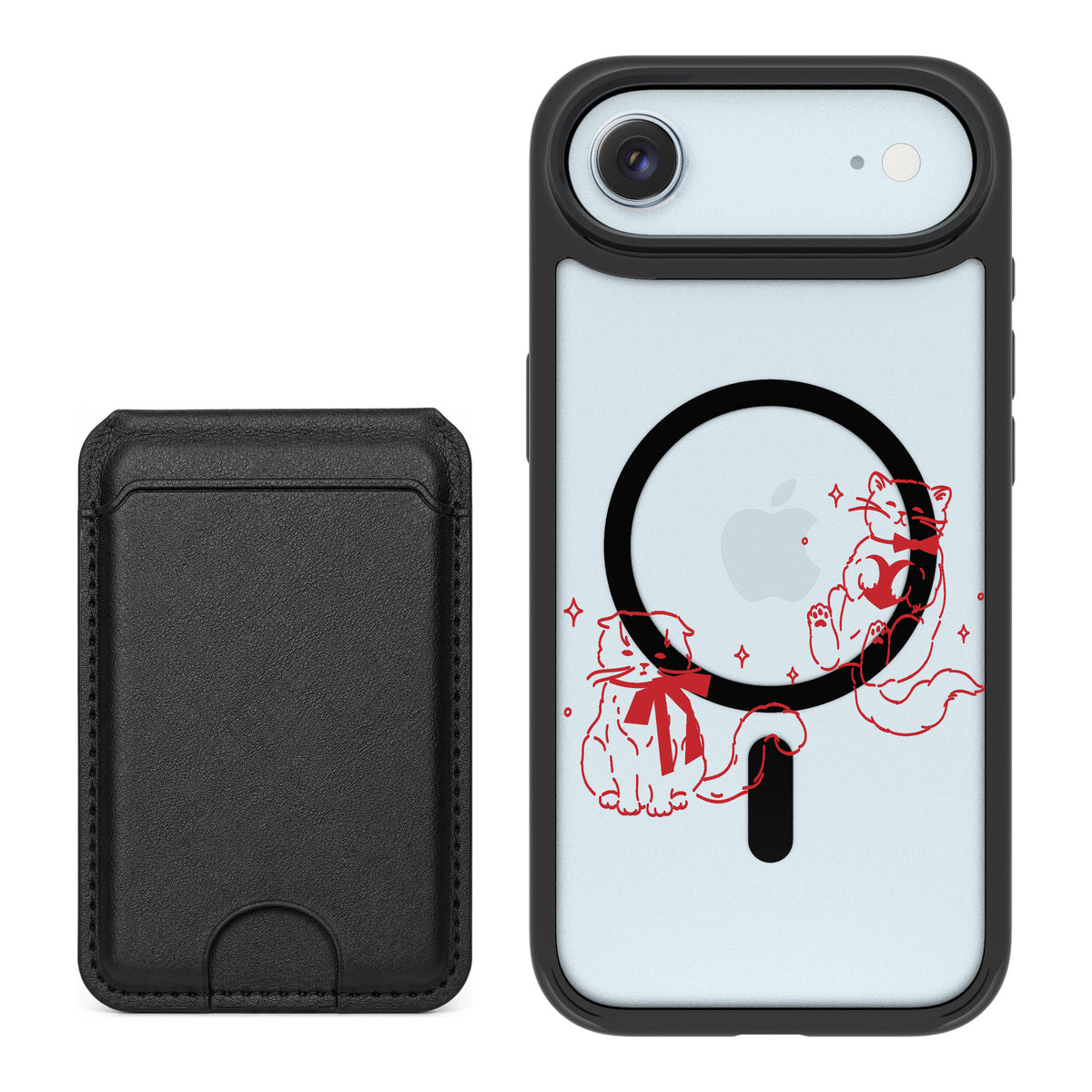 Scooch MagCase Cupid's Cats for iPhone Air — Black MagWallet Bundle