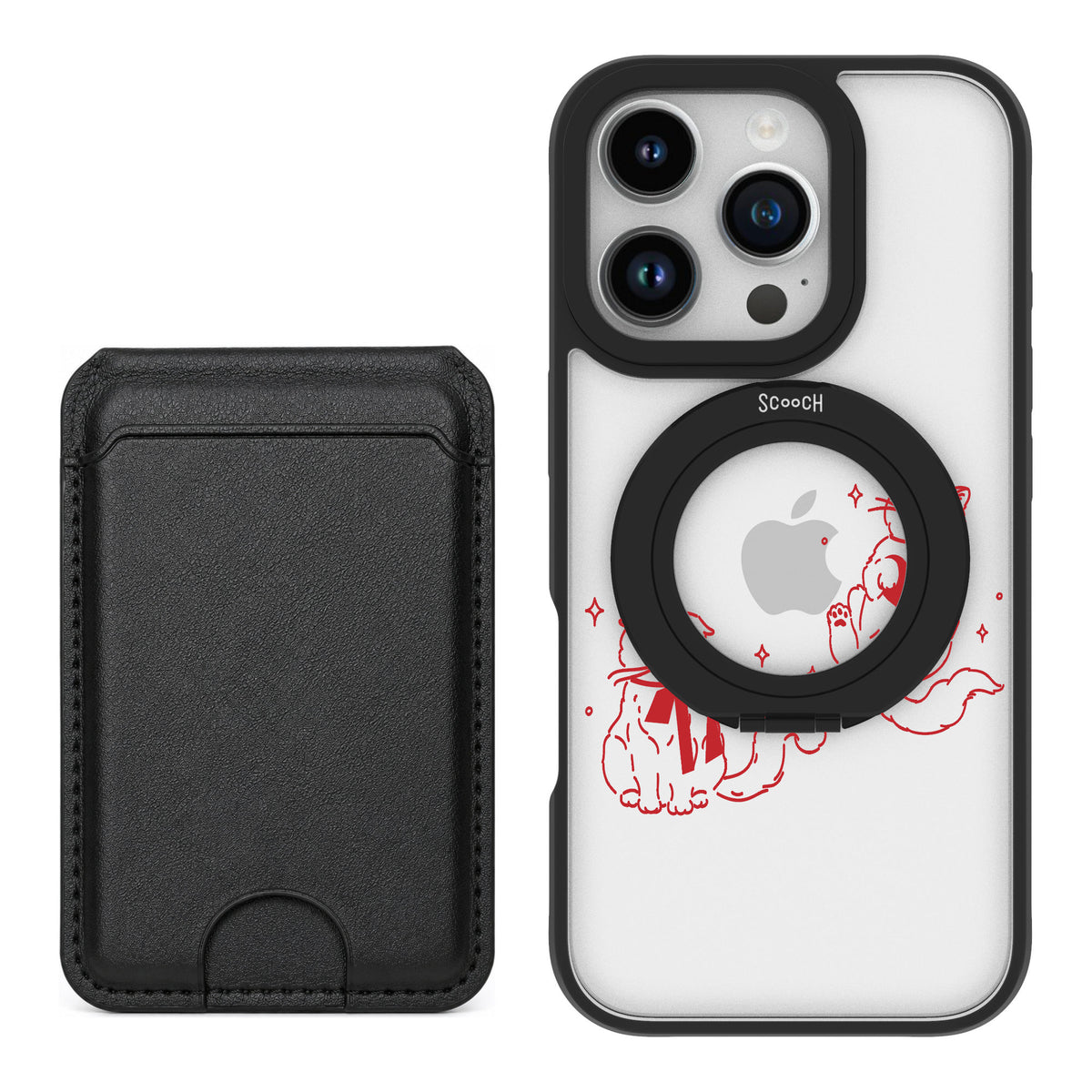 Scooch MagCase Cupid's Cats for iPhone 16 Pro — Black MagWallet Bundle