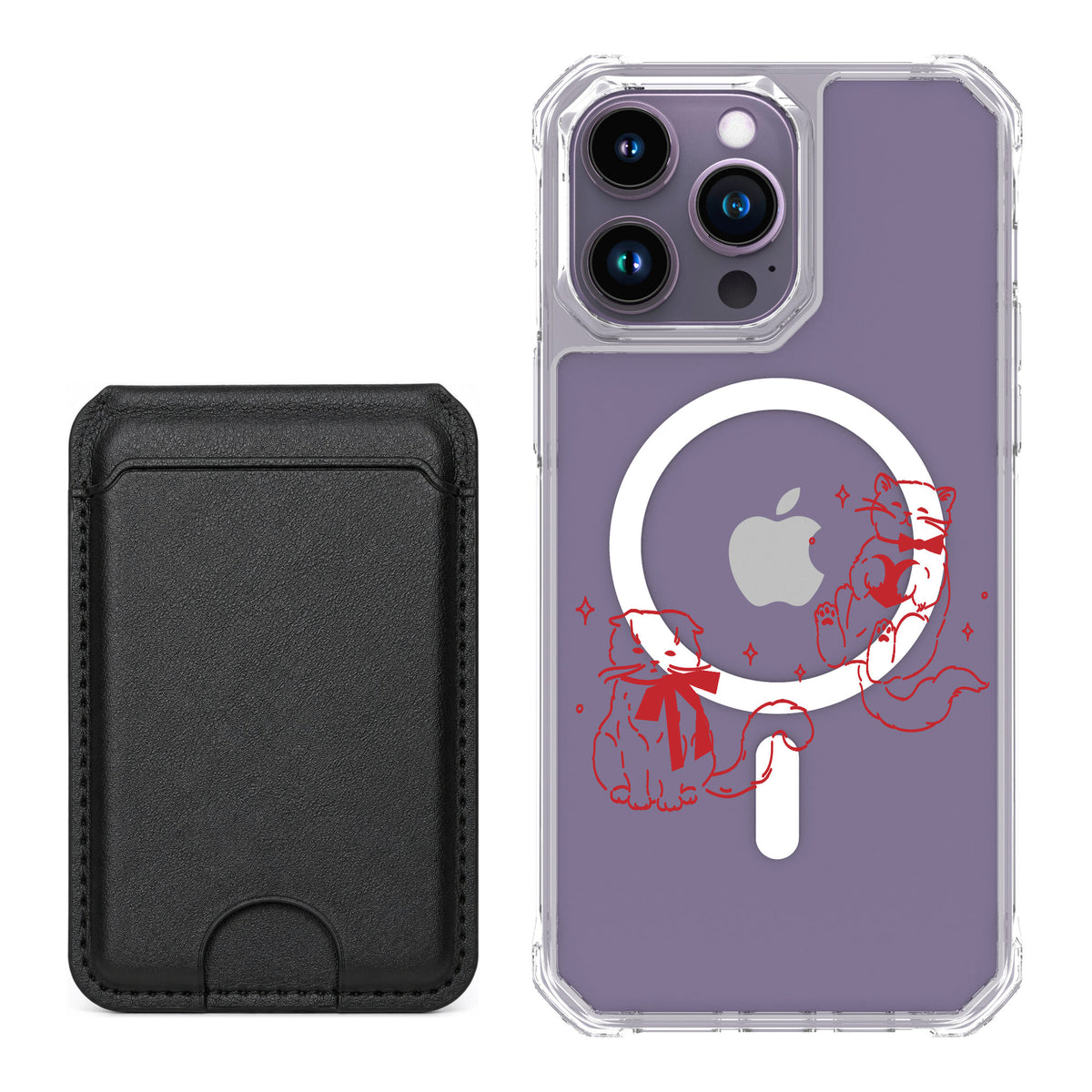 Scooch MagCase Cupid's Cats for iPhone 14 Pro Max — Black MagWallet Bundle