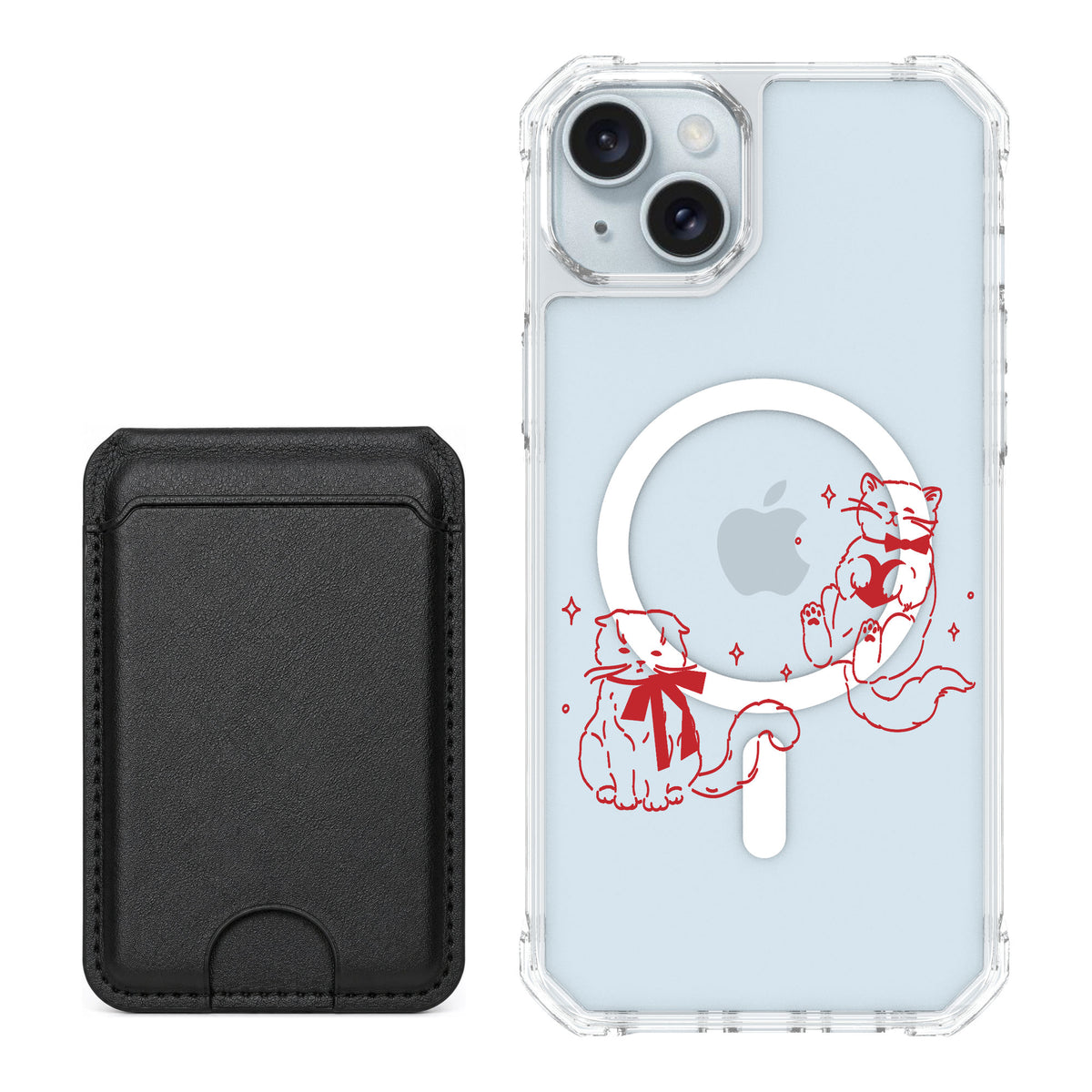 Scooch MagCase Cupid's Cats for iPhone 14 Plus — Black MagWallet Bundle