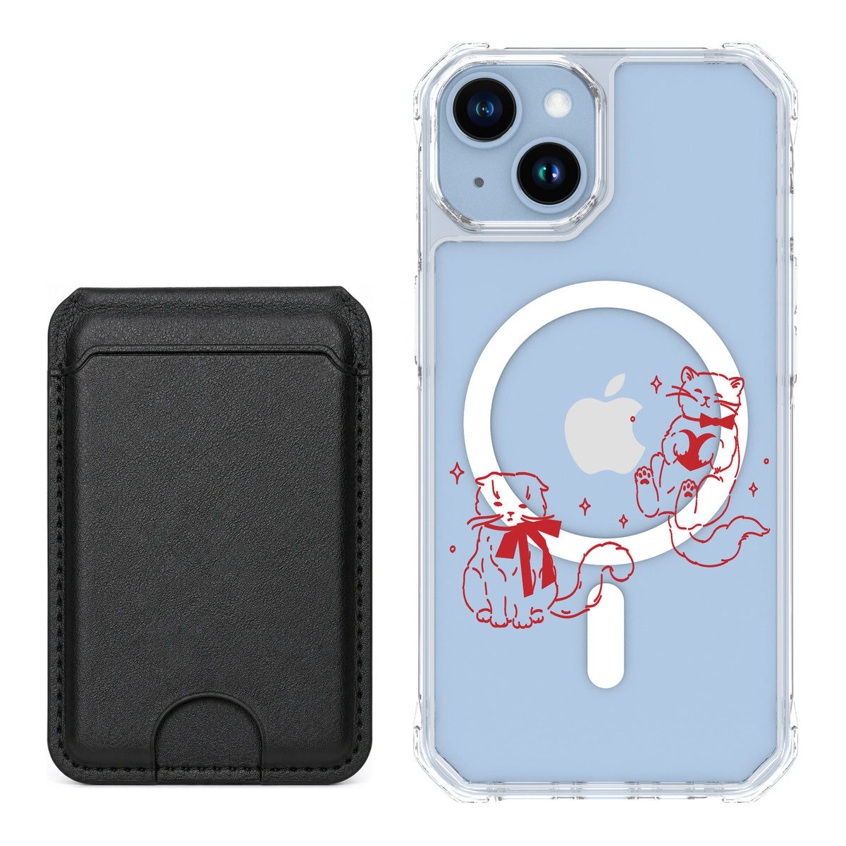 Scooch MagCase Cupid's Cats for iPhone 14 — Black MagWallet Bundle