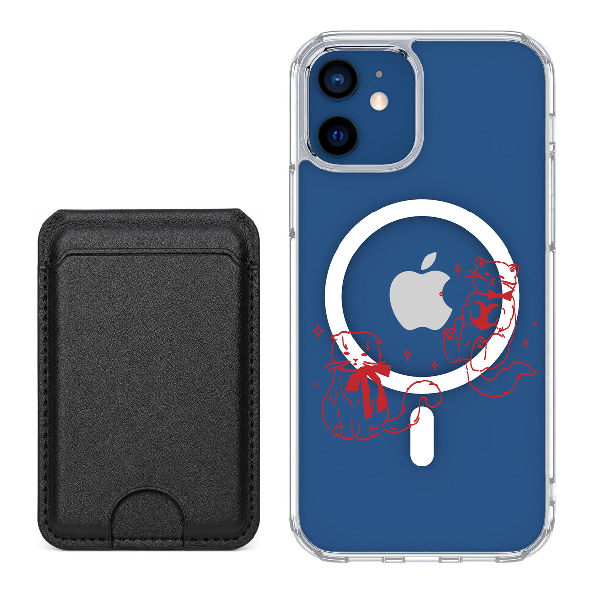 Scooch MagCase Cupid's Cats for iPhone 12 — Black MagWallet Bundle