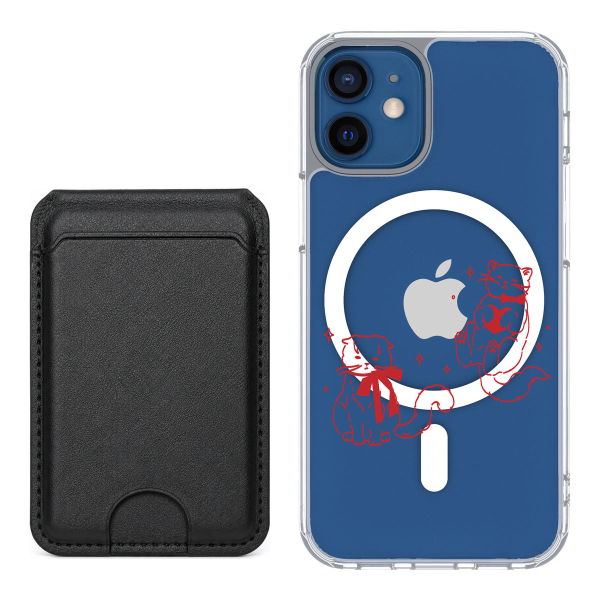 Scooch MagCase Cupid's Cats for iPhone 12 mini — Black MagWallet Bundle