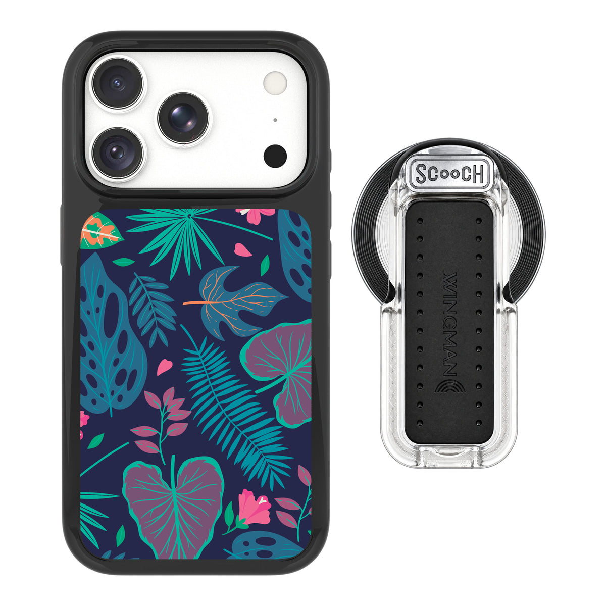 Scooch MagCase Tropical Leaves for iPhone 18 Pro Max — MagSafe Wingback Bundle - Clear