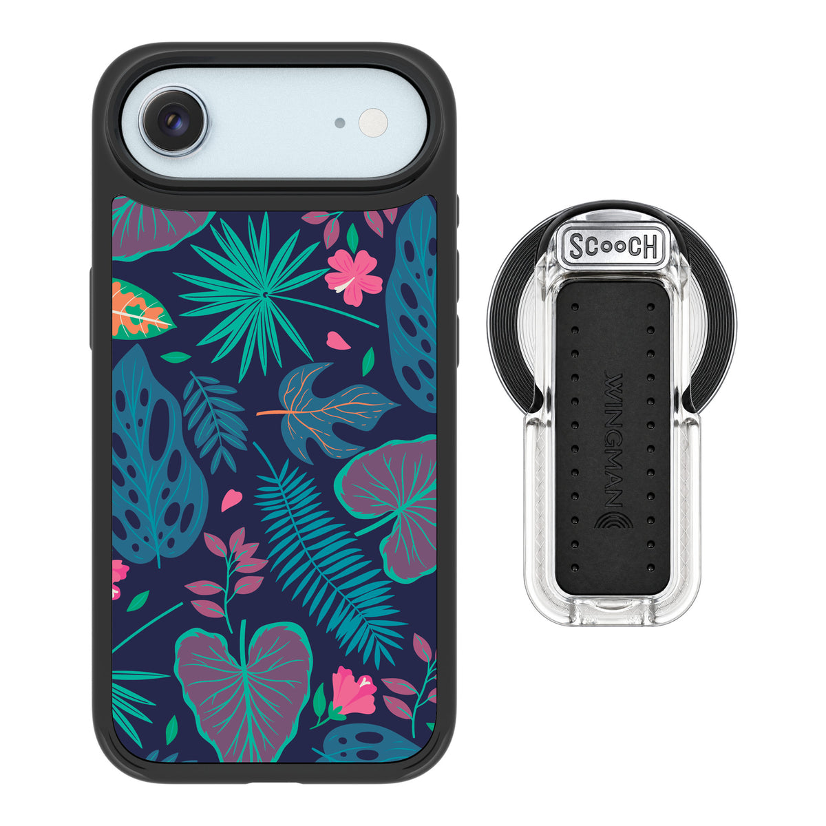 Scooch MagCase Tropical Leaves for iPhone Air — MagSafe Wingback Bundle - Clear