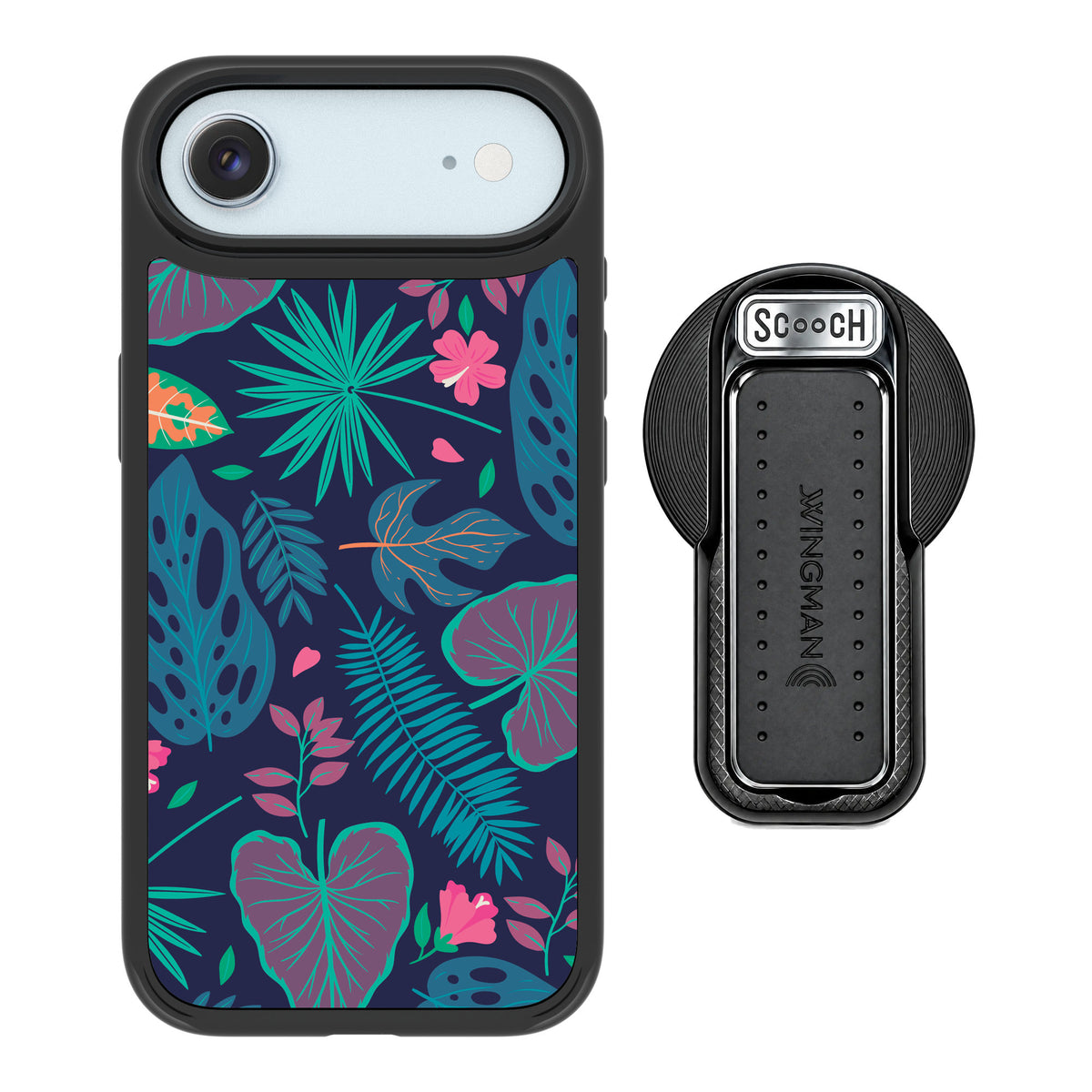 Scooch MagCase Tropical Leaves for iPhone Air — MagSafe Wingback Bundle - Black