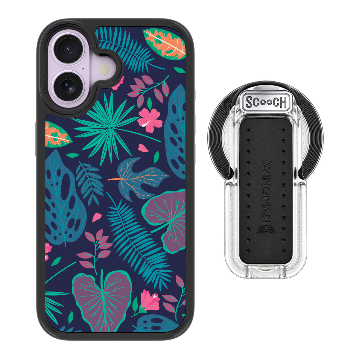 Scooch MagCase Tropical Leaves for iPhone 17 — MagSafe Wingback Bundle - Clear