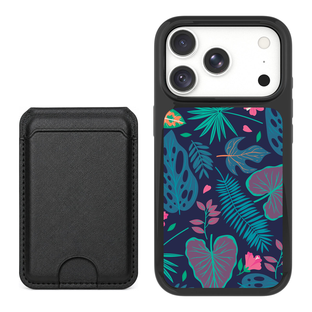 Scooch MagCase Tropical Leaves for iPhone 18 Pro Max — Black MagWallet Bundle