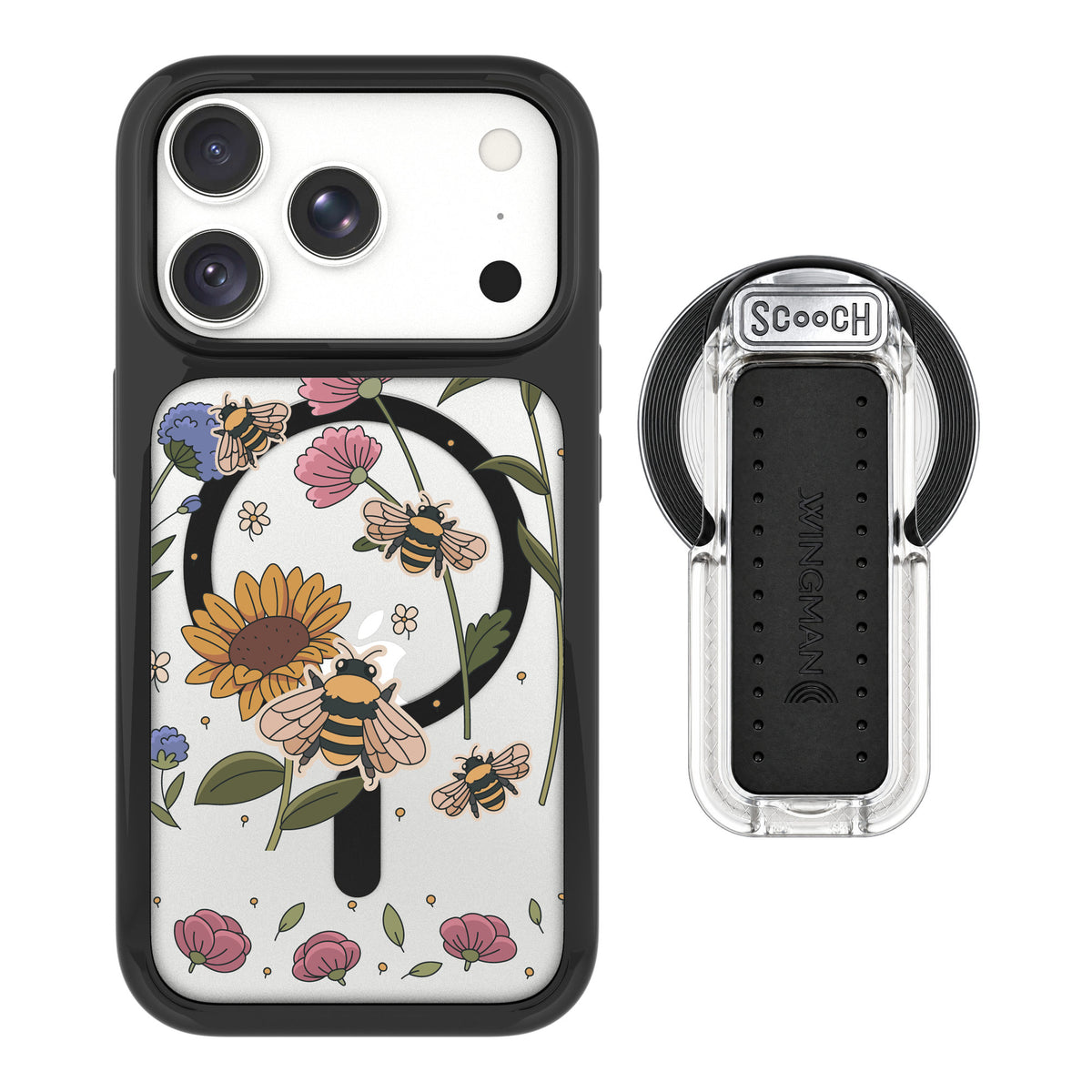 Scooch MagCase Bee Happy for iPhone 18 Pro — MagSafe Wingback Bundle - Clear