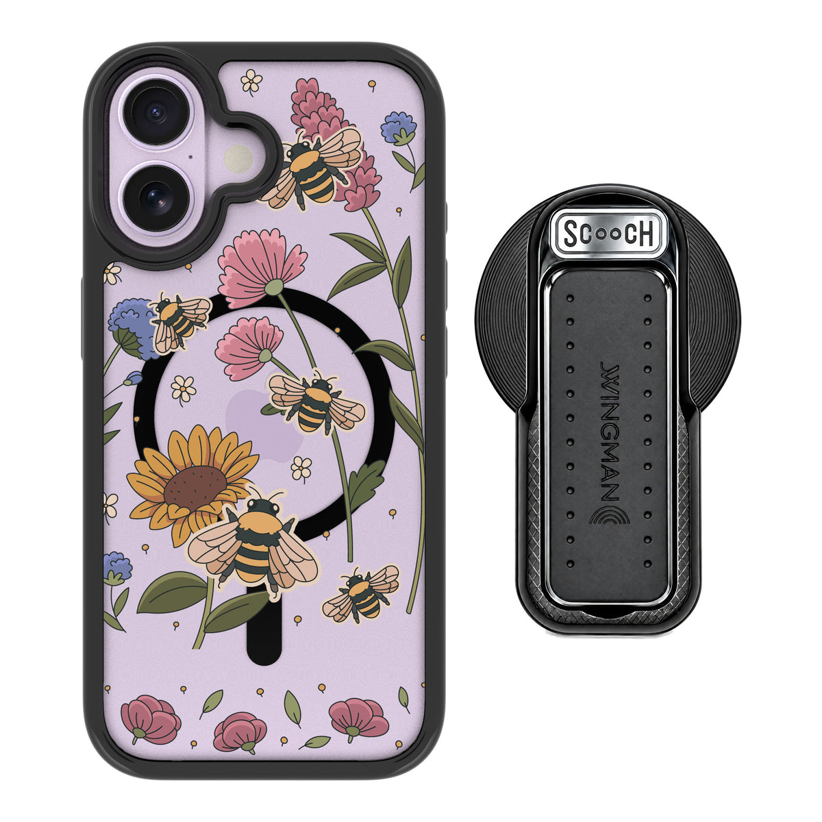 Scooch MagCase Bee Happy for iPhone 17 — MagSafe Wingback Bundle - Black