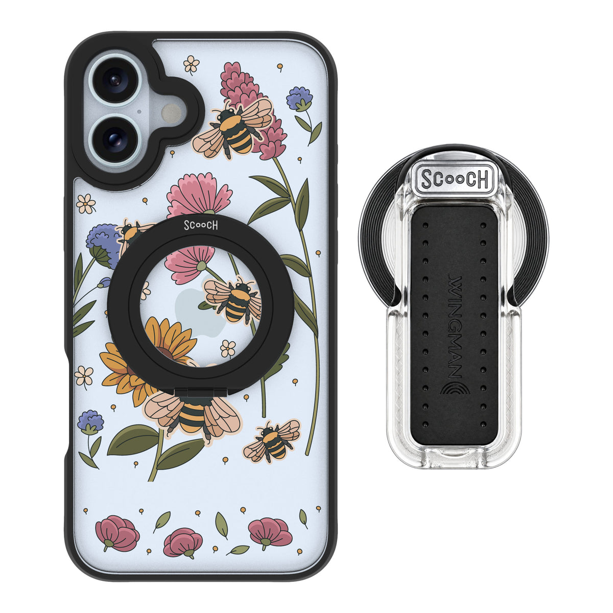 Scooch MagCase Bee Happy for iPhone 16 Plus — MagSafe Wingback Bundle - Clear