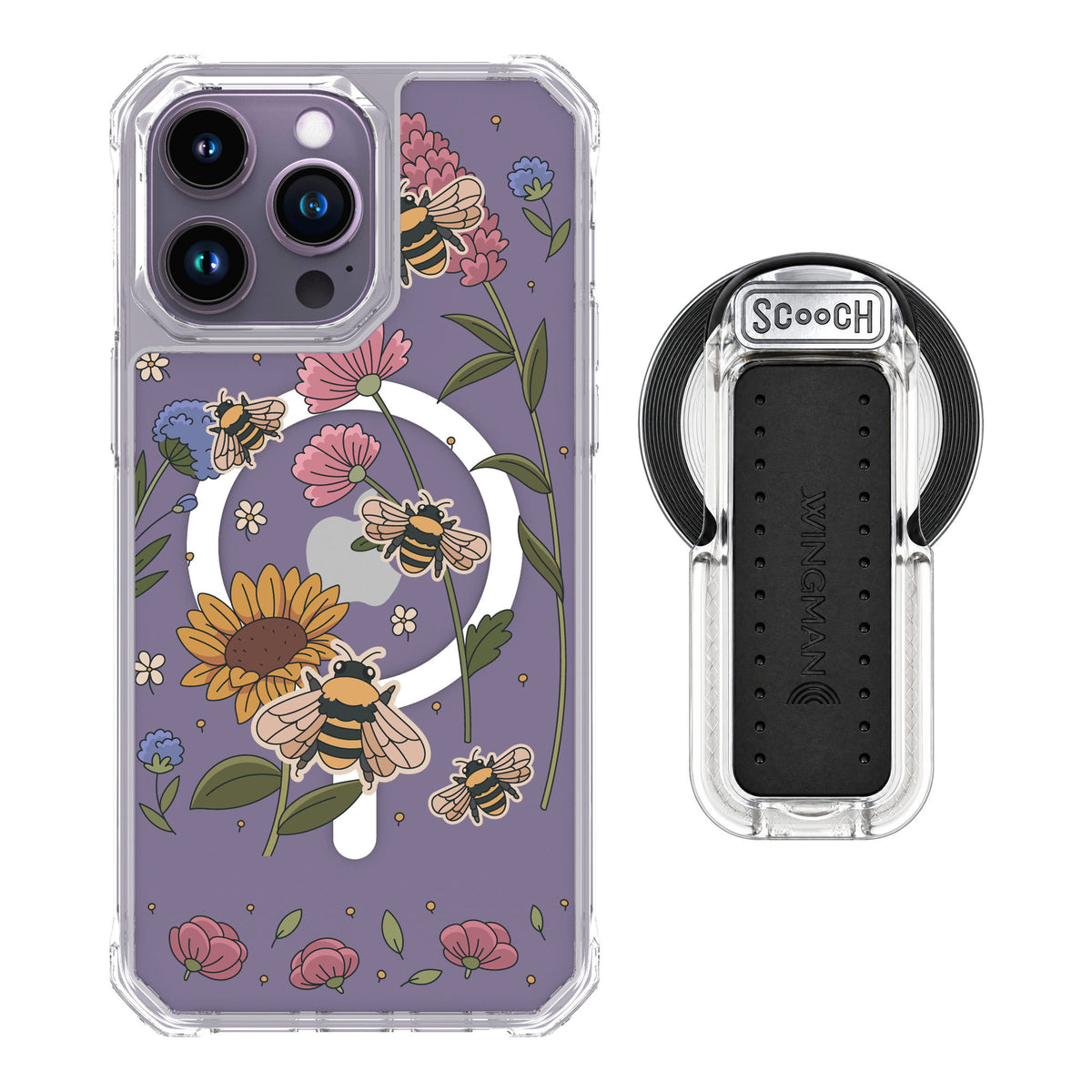 Scooch MagCase Bee Happy for iPhone 14 Pro Max — MagSafe Wingback Bundle - Clear