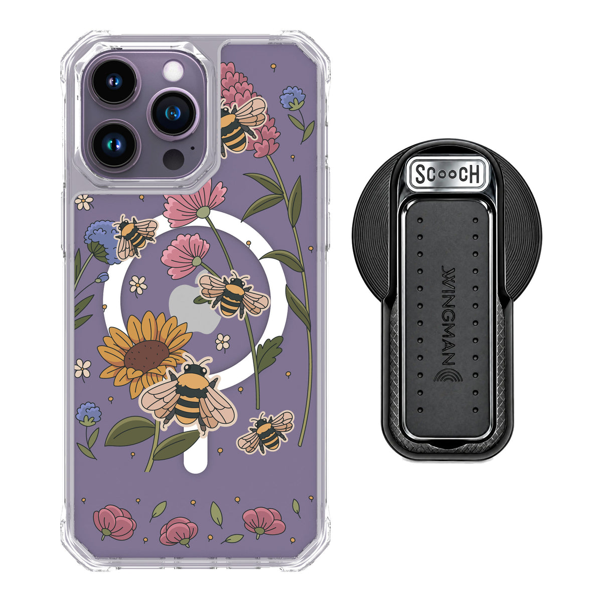 Scooch MagCase Bee Happy for iPhone 14 Pro Max — MagSafe Wingback Bundle - Black