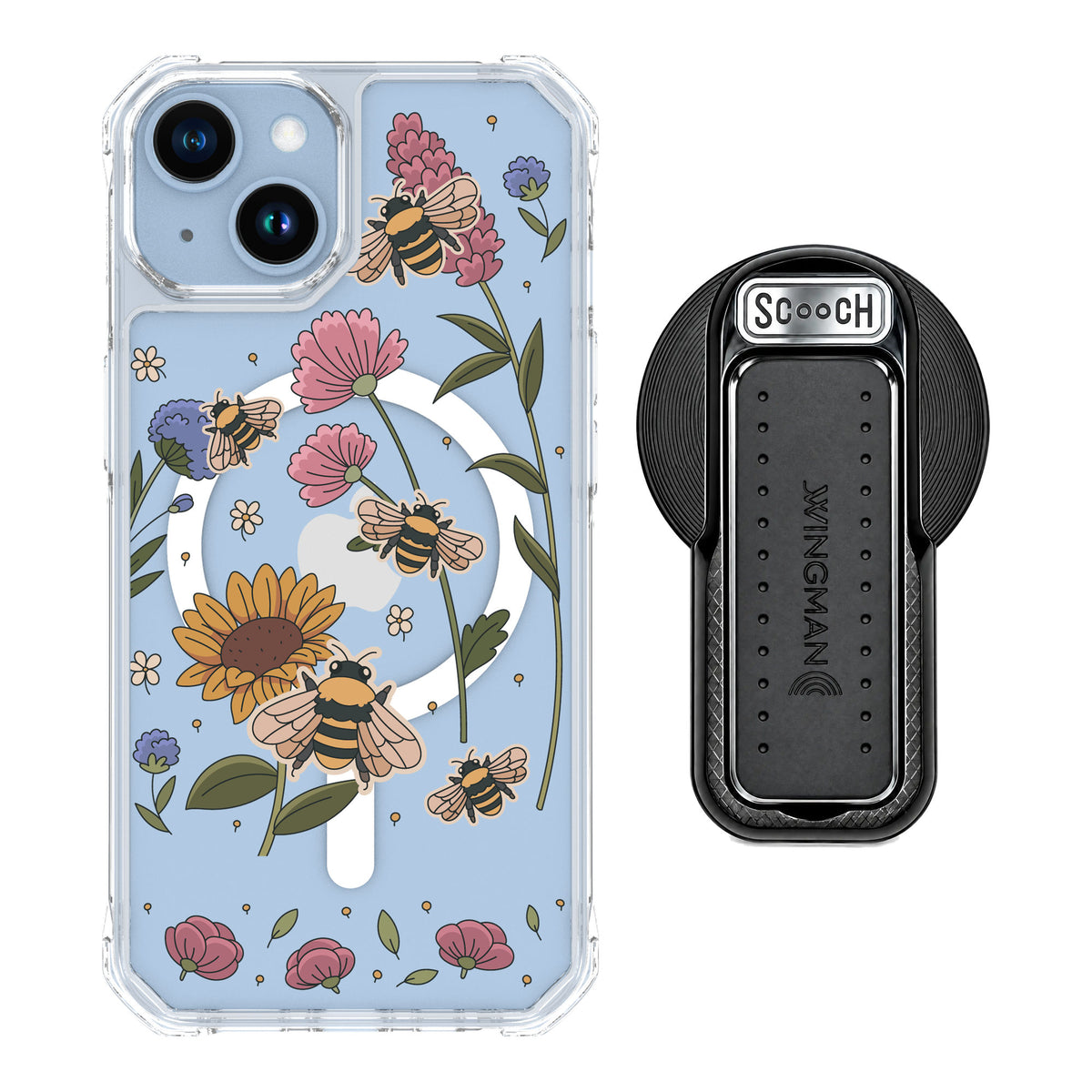 Scooch MagCase Bee Happy for iPhone 14 — MagSafe Wingback Bundle - Black