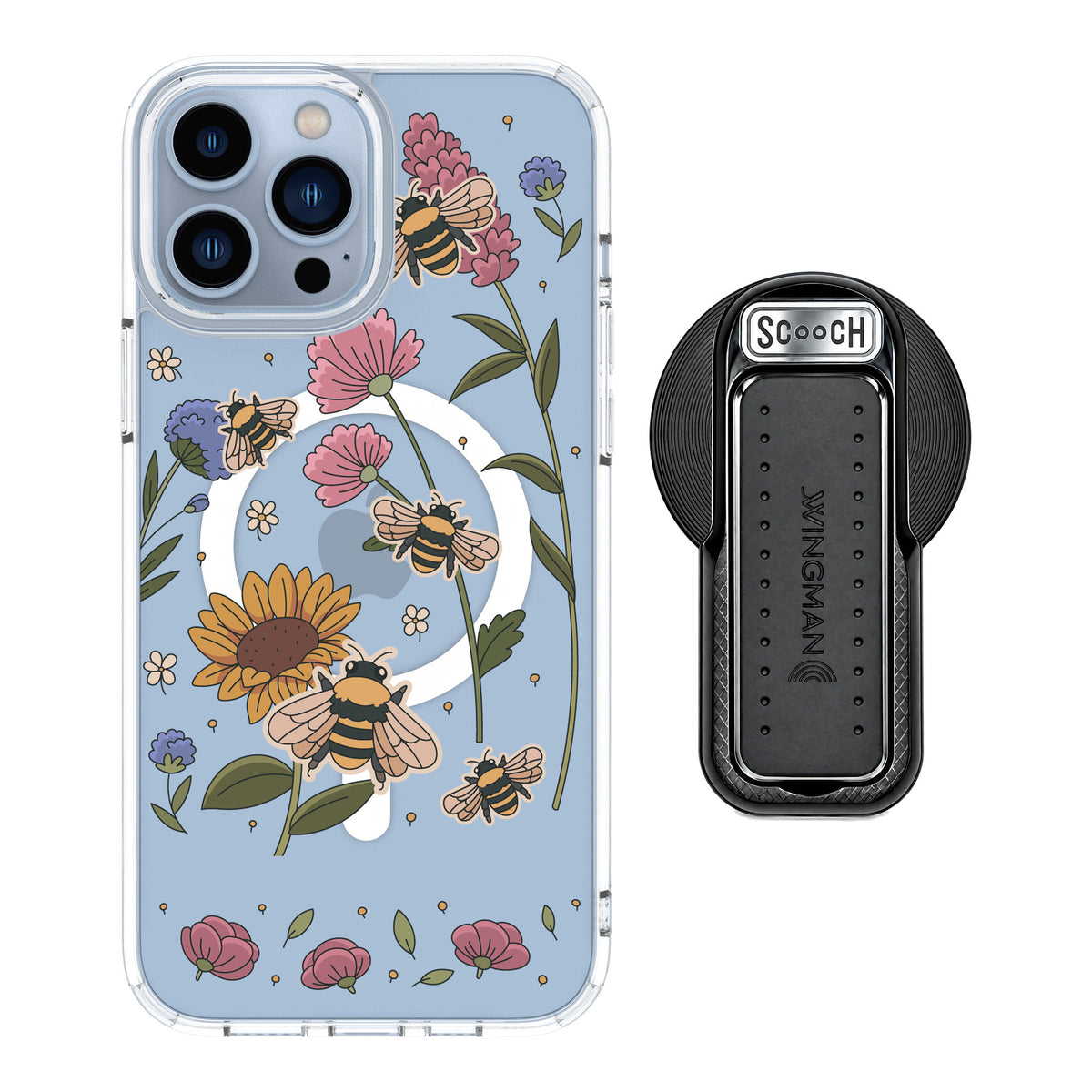 Scooch MagCase Bee Happy for iPhone 13 Pro Max — MagSafe Wingback Bundle - Black