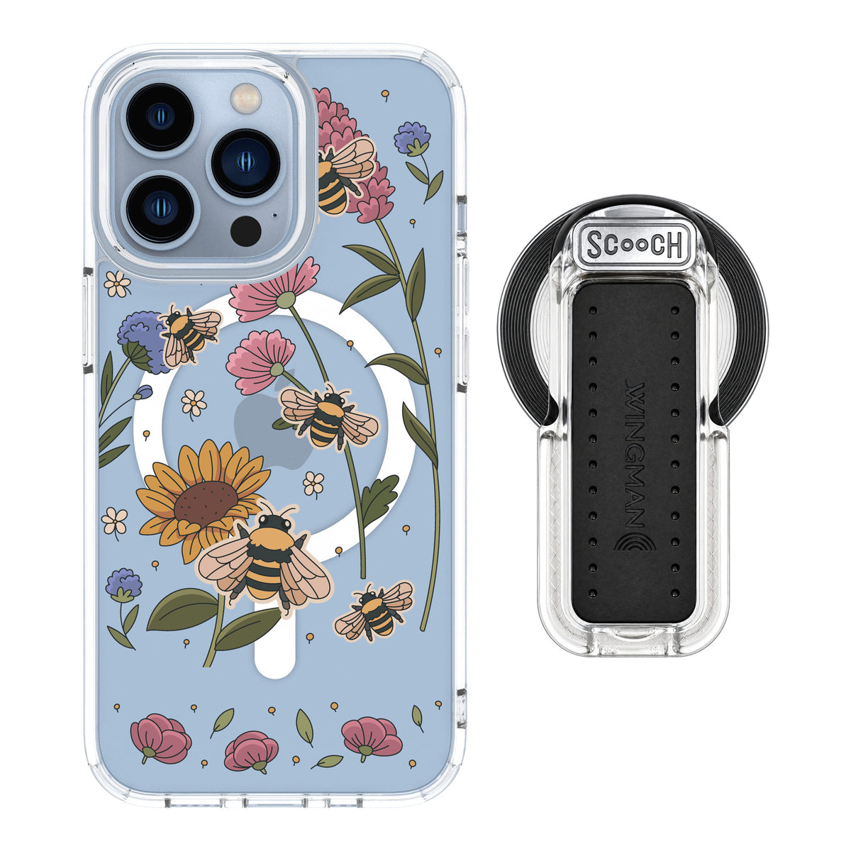 Scooch MagCase Bee Happy for iPhone 13 Pro — MagSafe Wingback Bundle - Clear