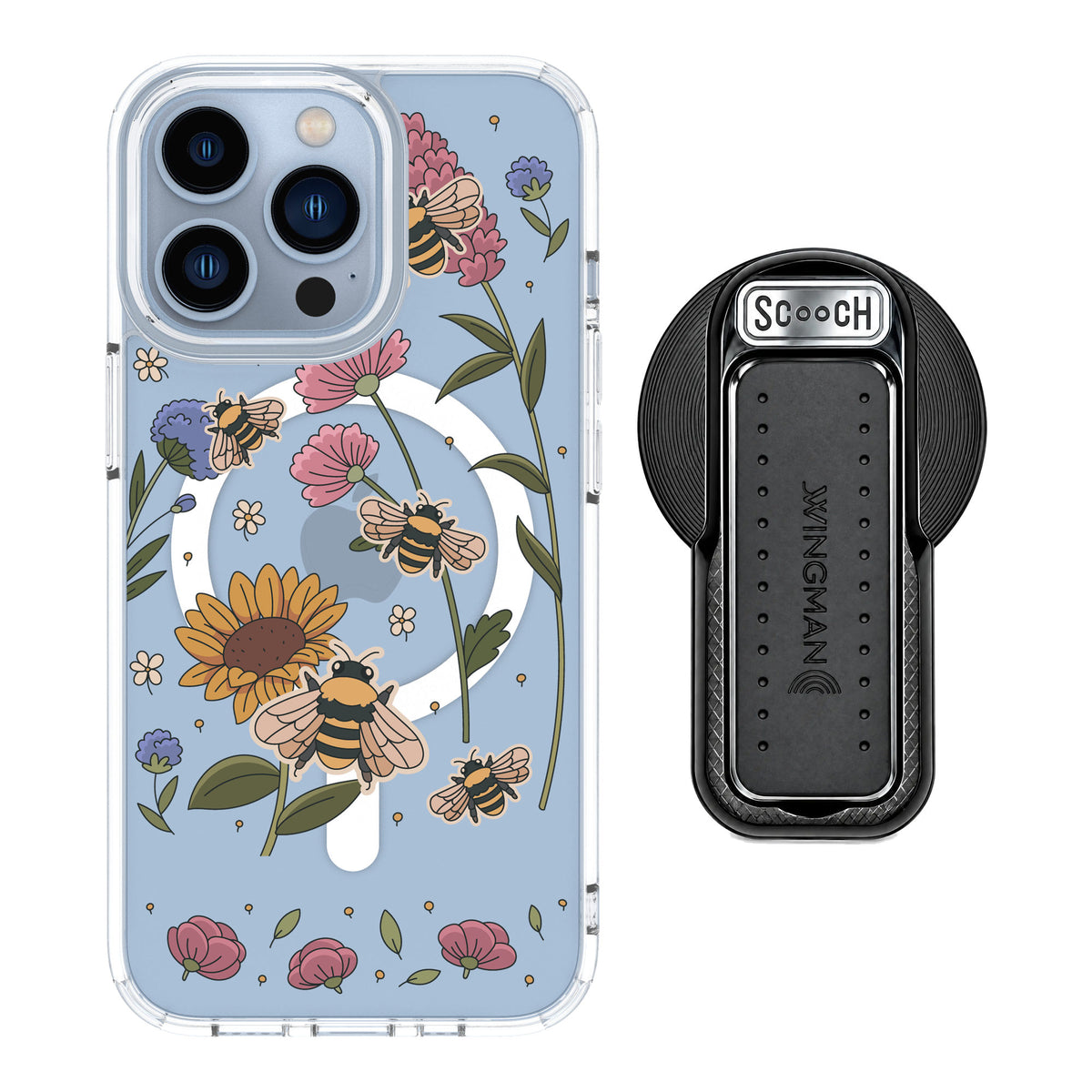 Scooch MagCase Bee Happy for iPhone 13 Pro — MagSafe Wingback Bundle - Black