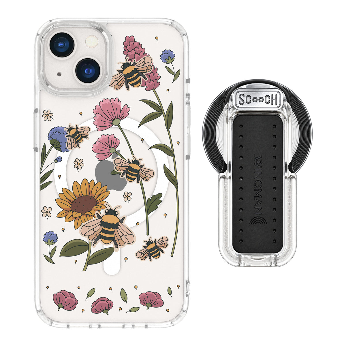 Scooch MagCase Bee Happy for iPhone 13 — MagSafe Wingback Bundle - Clear