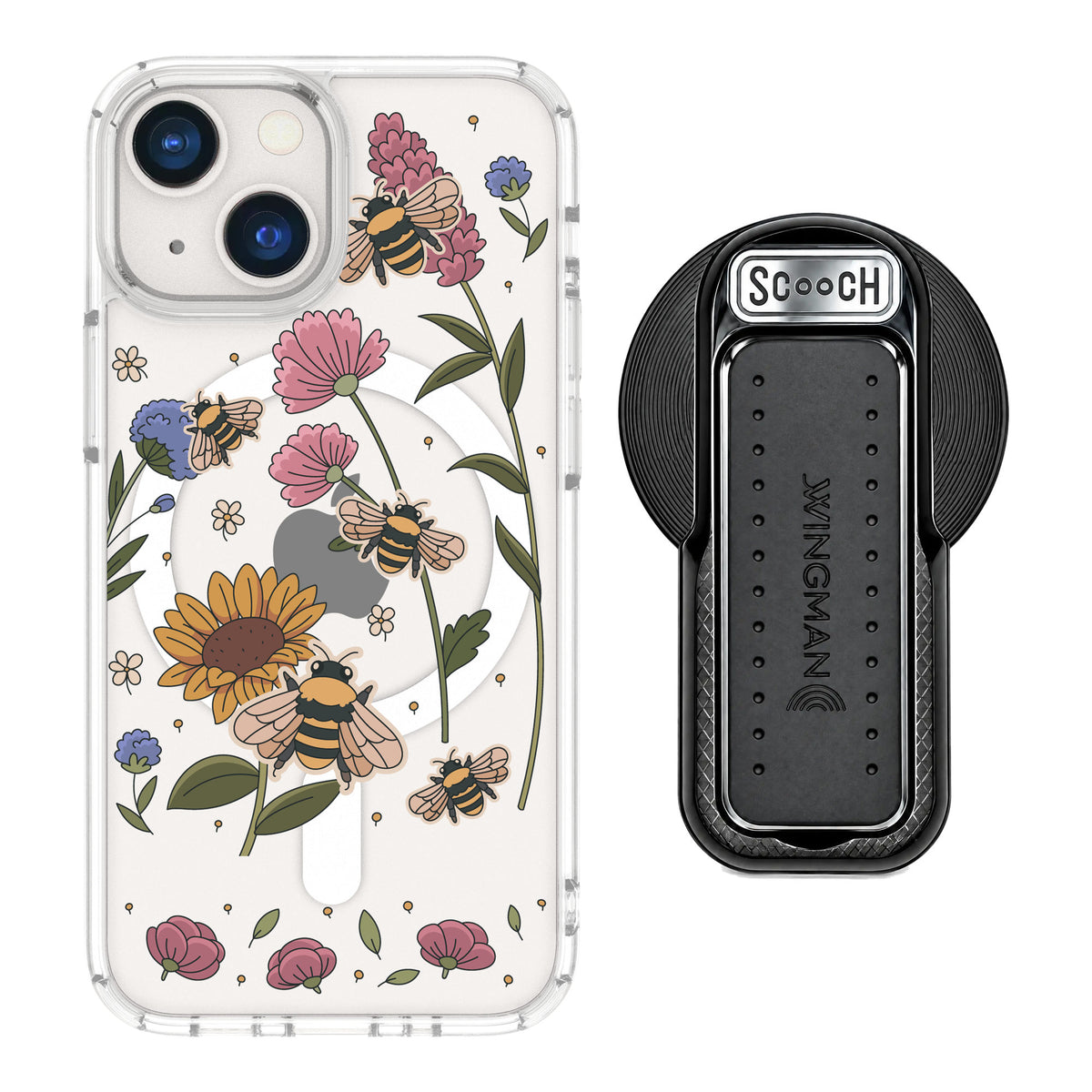 Scooch MagCase Bee Happy for iPhone 13 mini — MagSafe Wingback Bundle - Black